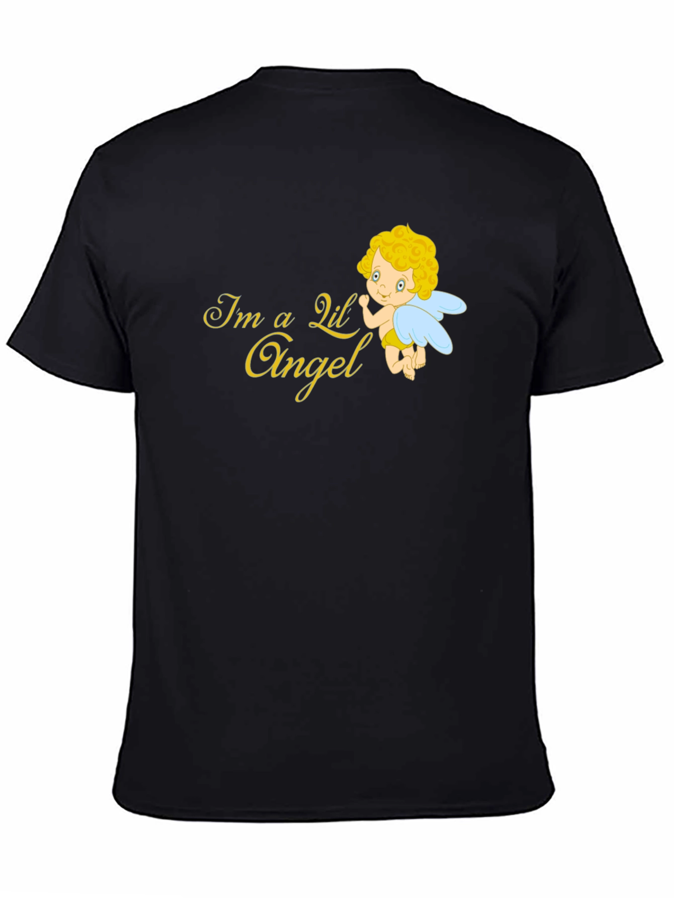 Black Cute Angel Graphic T-Shirt - Black view 4