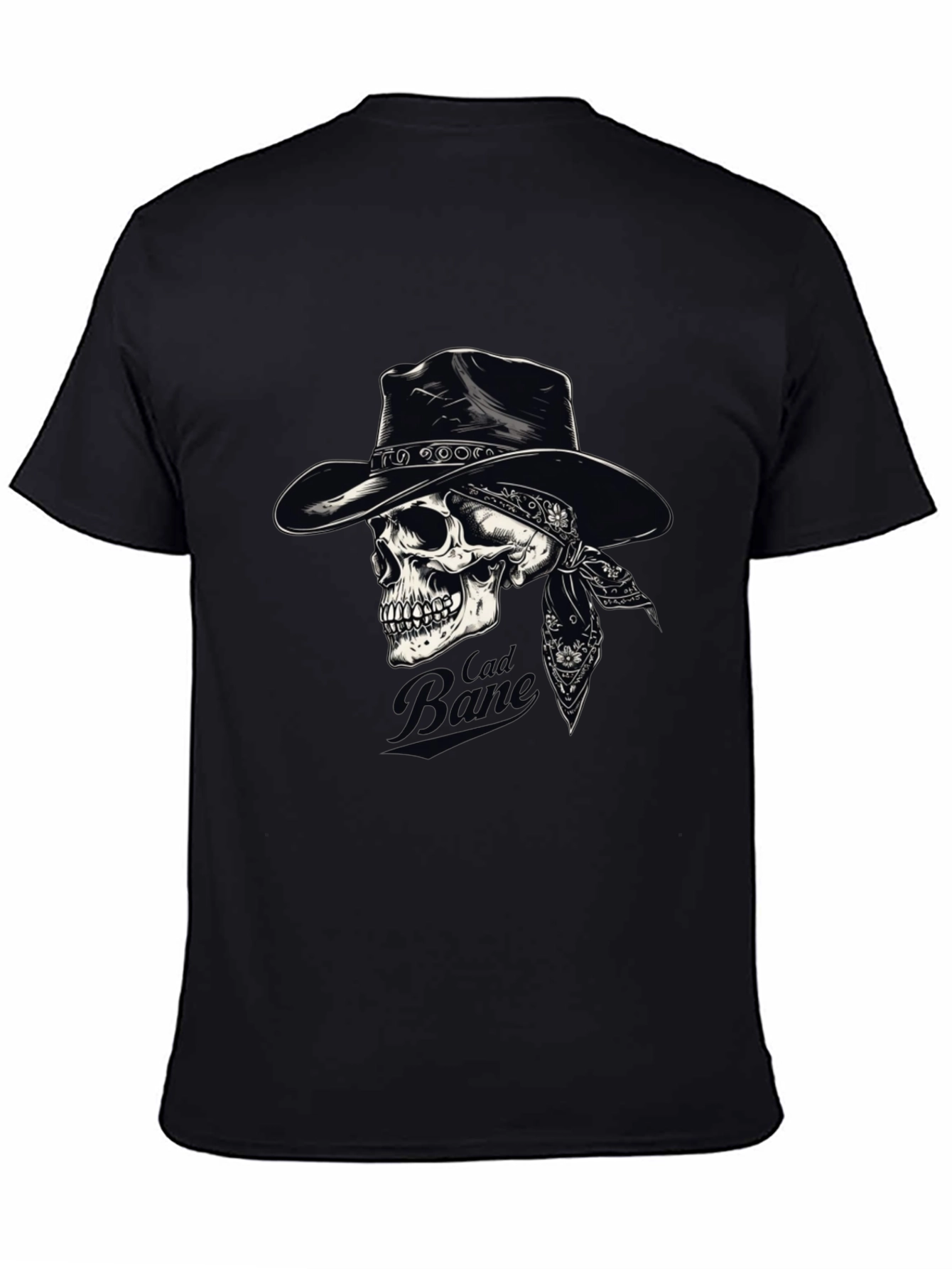 Black Cad Bane Skull Cowboy Black T-Shirt view 4