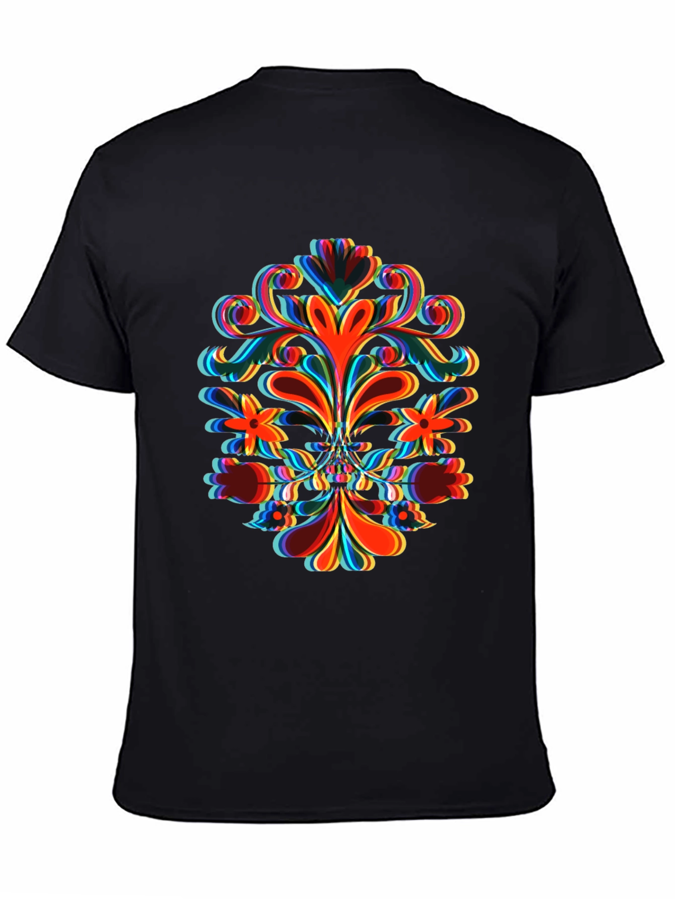 Black Psychedelic Floral Graphic Print Tee view 4