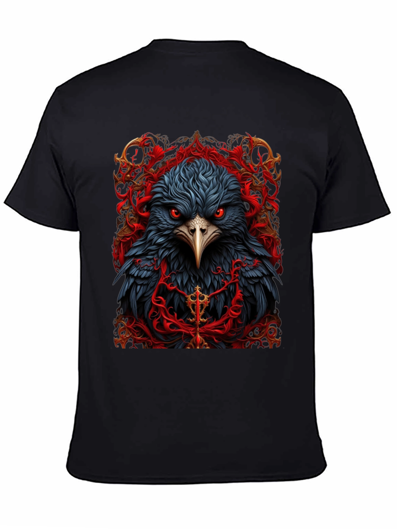 Black Raven Graphic Tee - Dark Bird Art T-Shirt view 4
