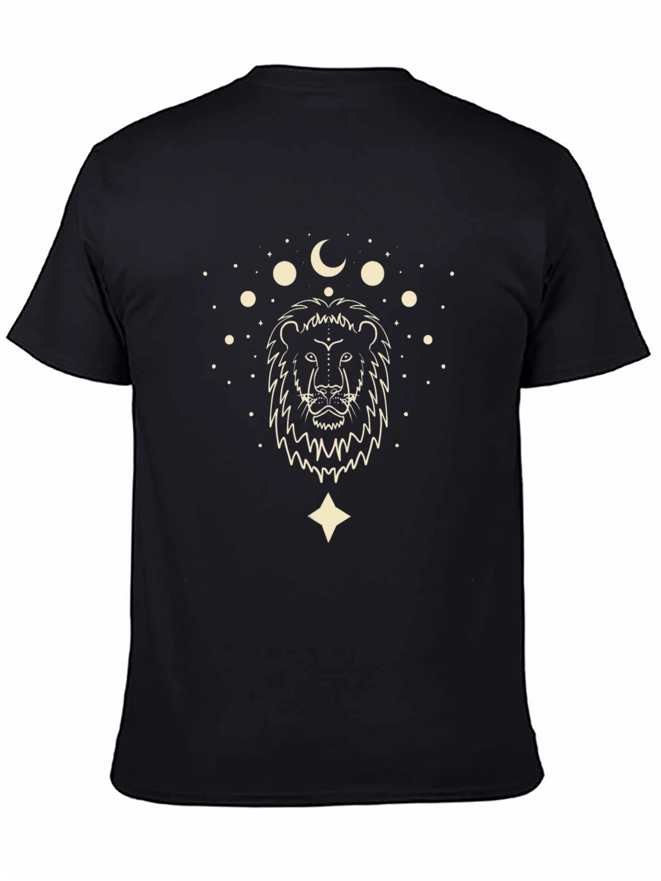 Black Lion & Moon Graphic Tee - Black view 4