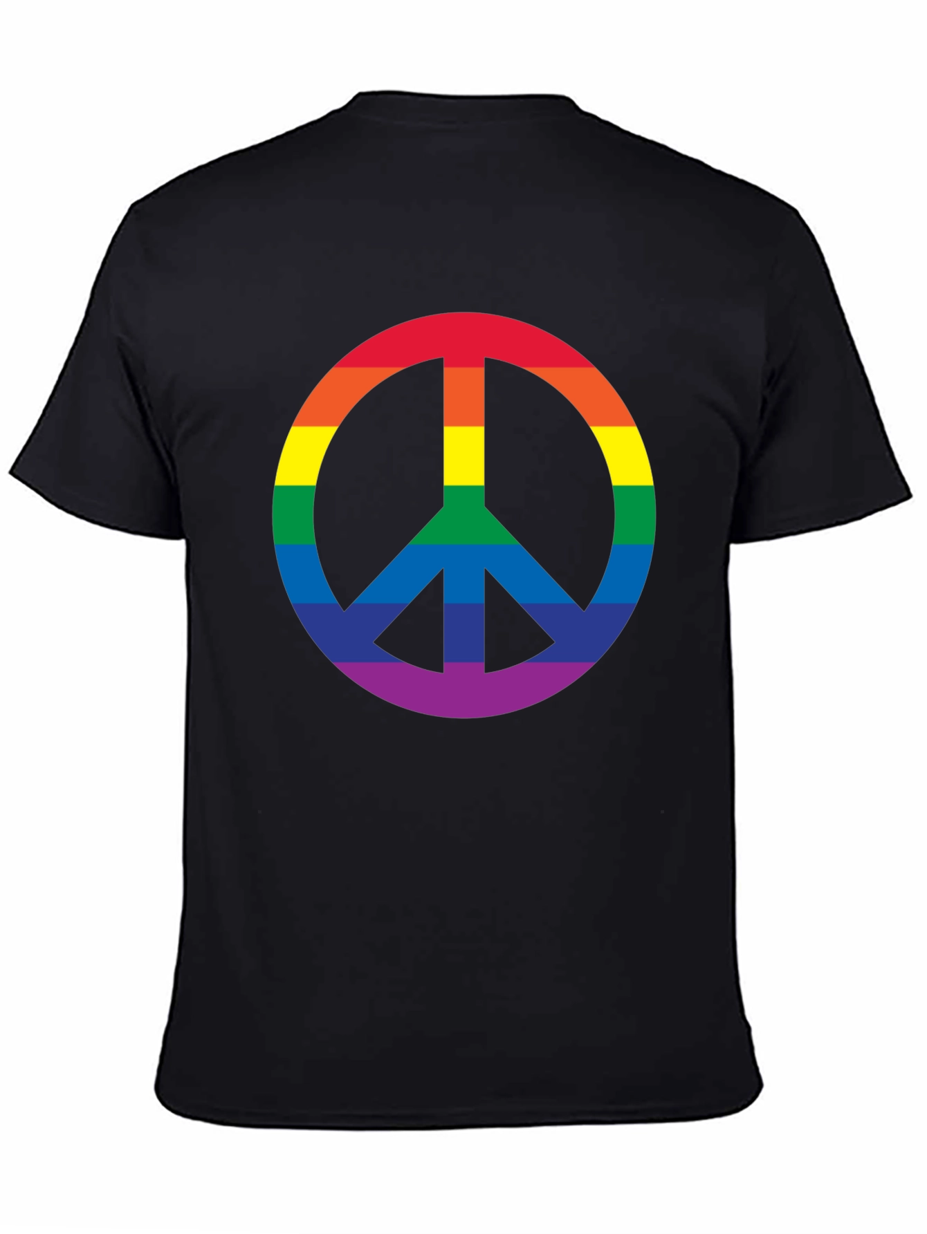 Black Rainbow Peace Sign Black T-Shirt view 4