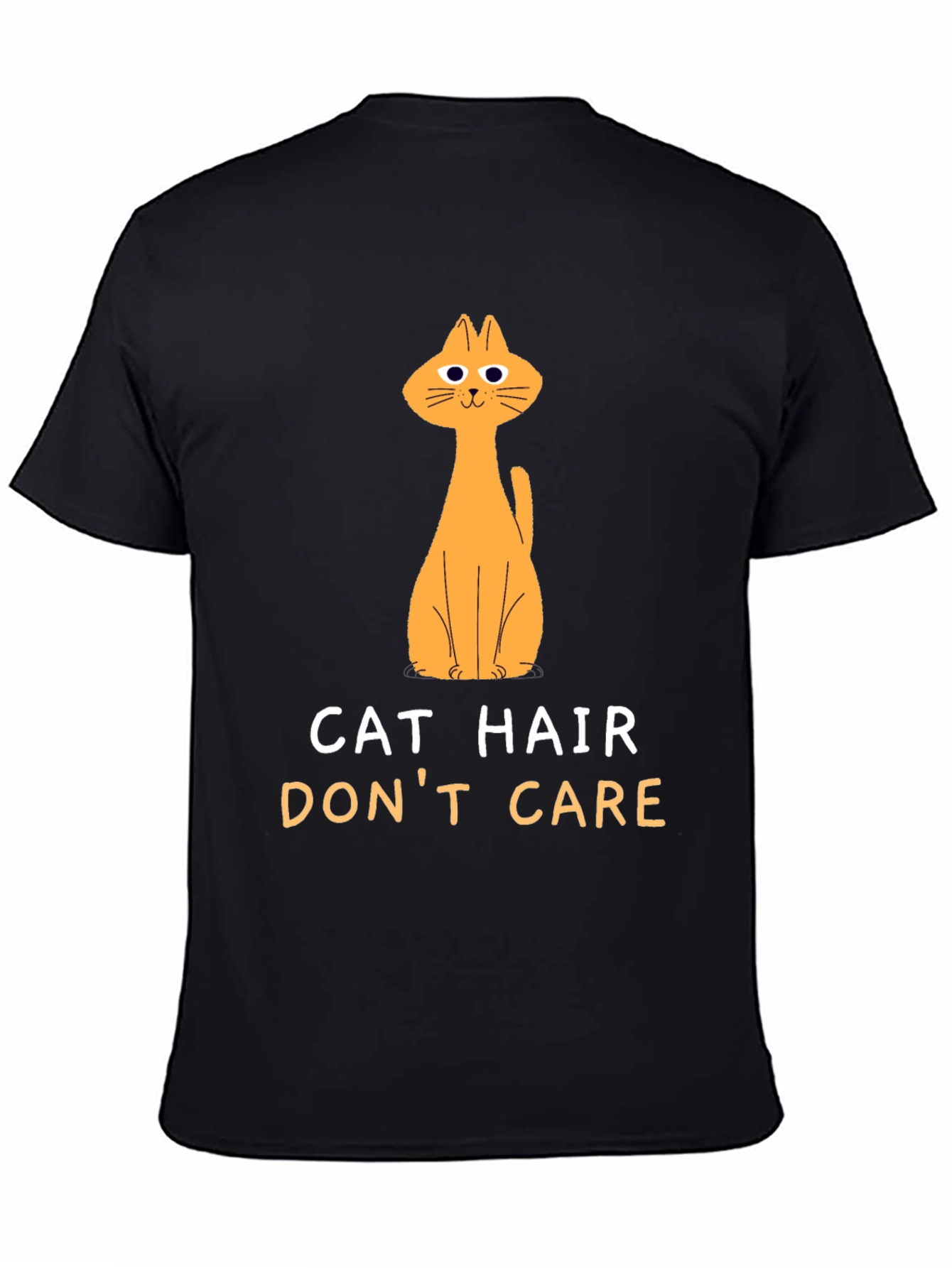 Black Cat Hair Don't Care Black T-Shirt view 4