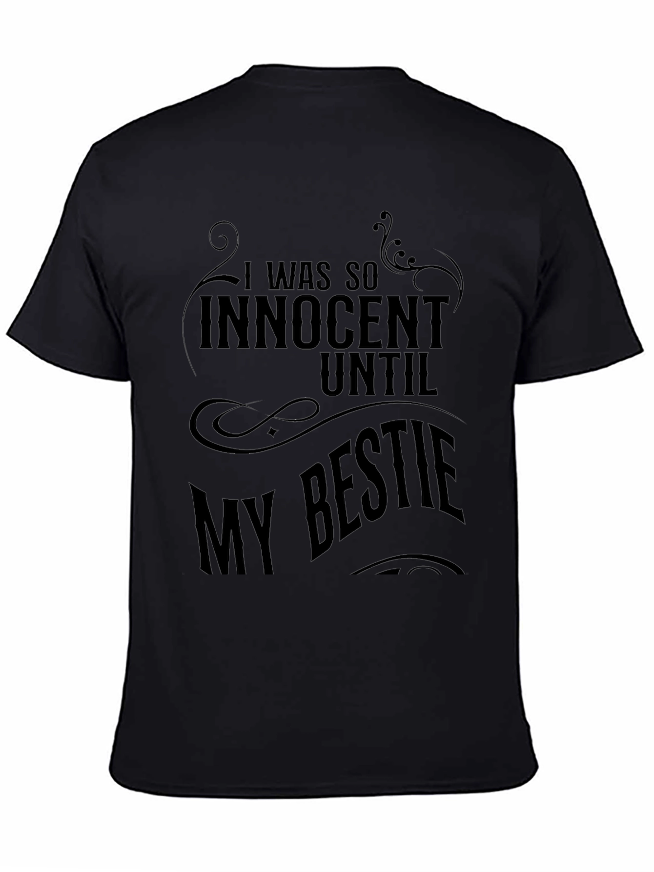 Black Innocent Until Bestie Graphic Tee view 4