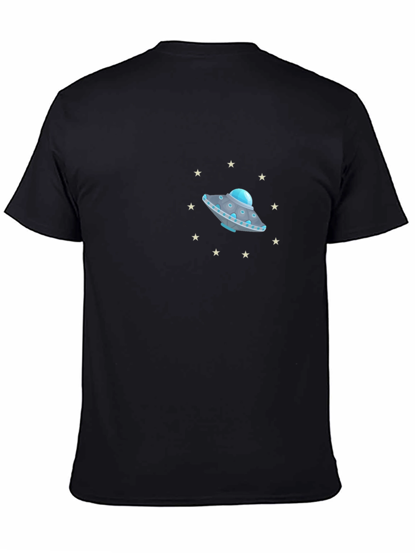 Black UFO Graphic T-Shirt - Black, Crew Neck view 4