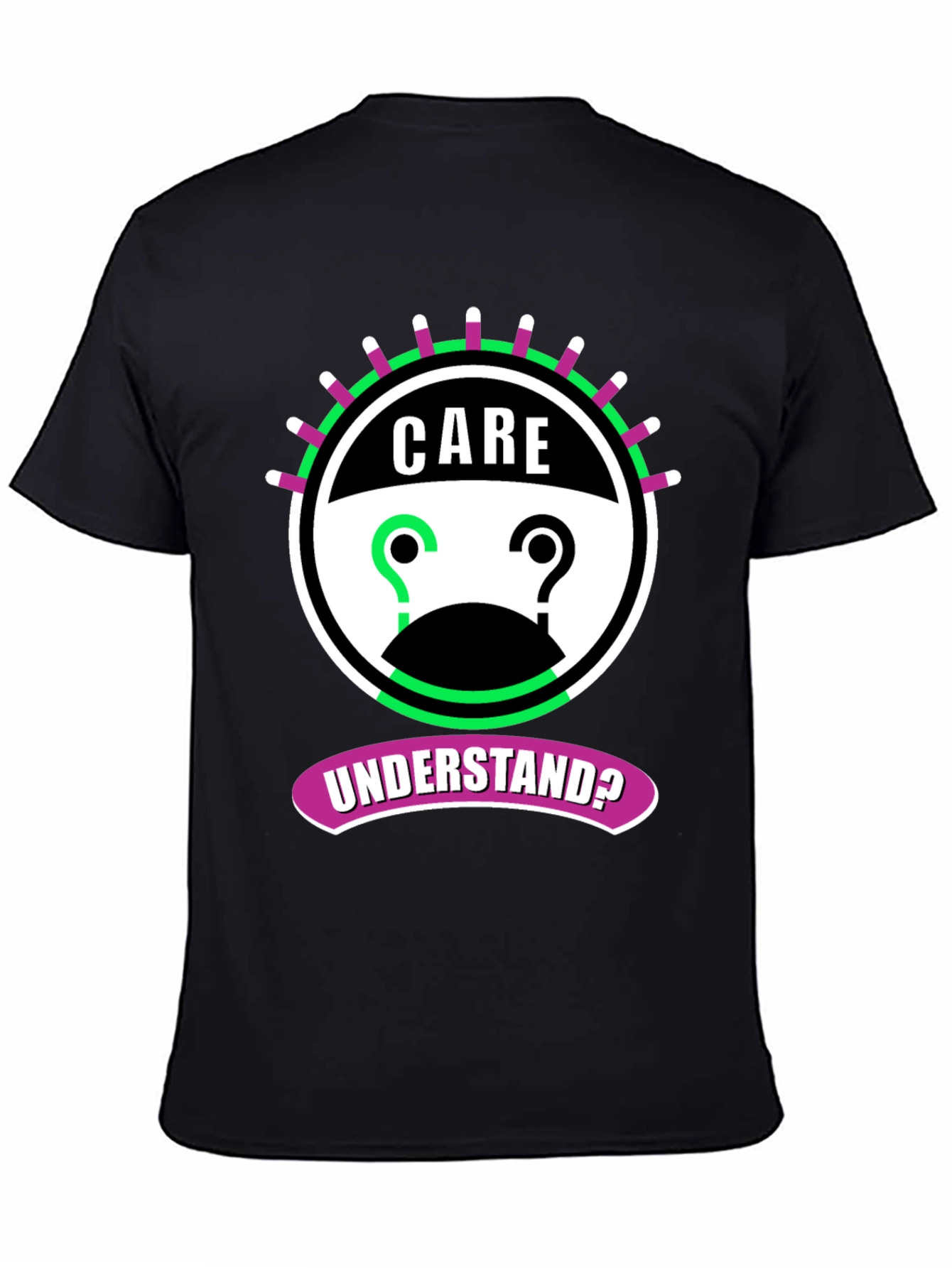 Black Care Understand? Graphic Tee - Black Cotton T-Shirt view 4