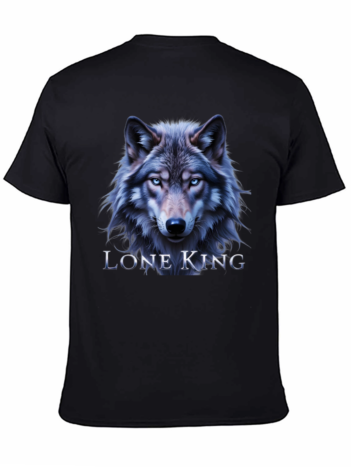 Black Lone King Wolf Graphic T-Shirt - Black view 4