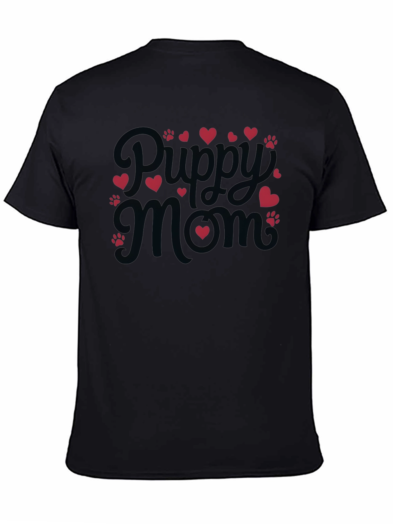 Black Puppy Mom Black T-Shirt view 4