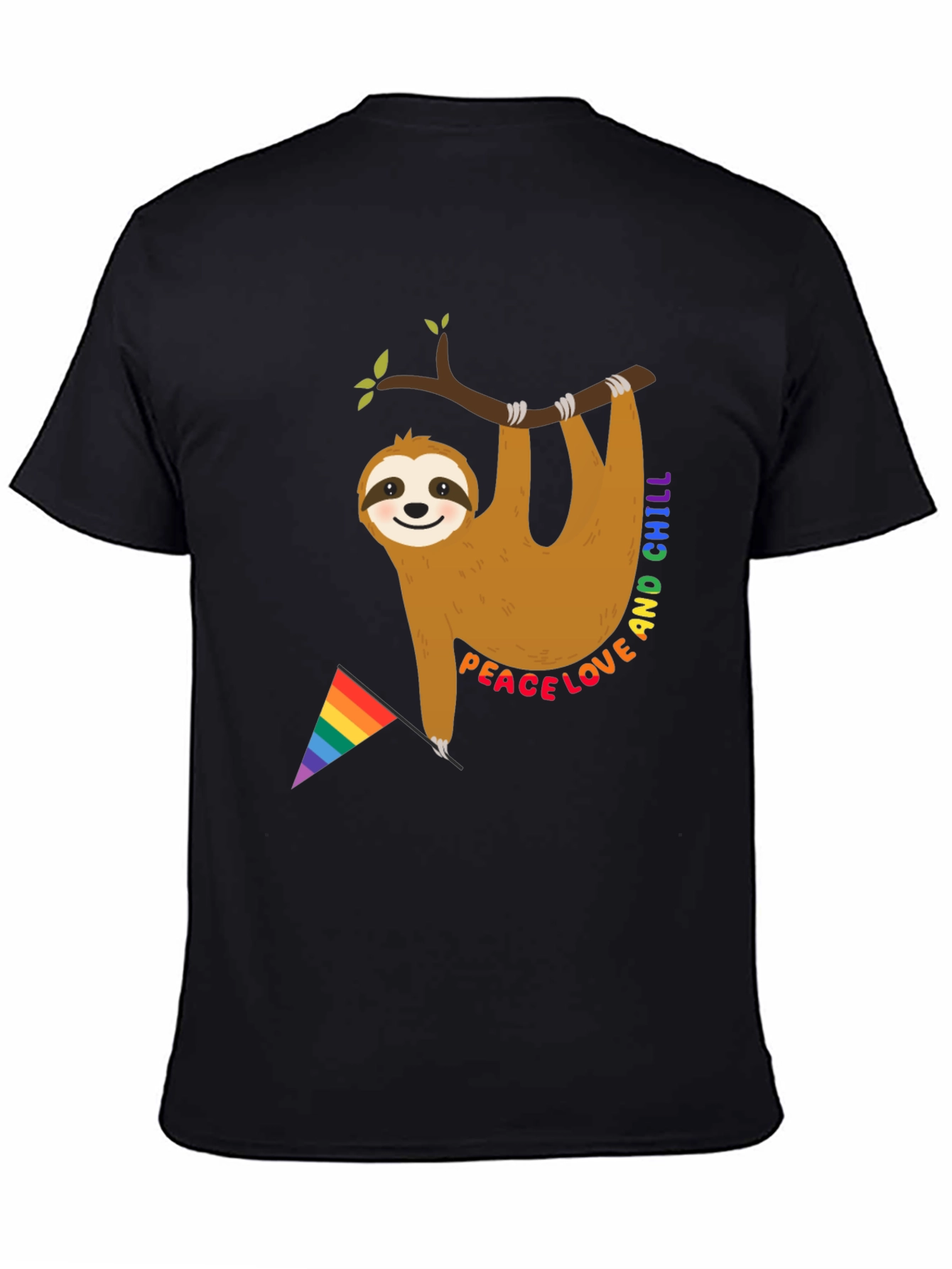 Black Peace Love & Chill Sloth T-Shirt view 4