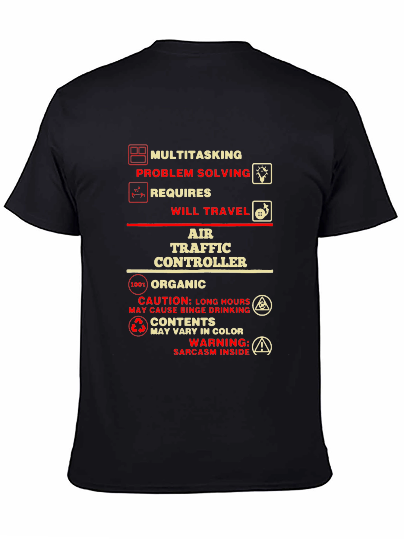 Black Air Traffic Controller T-Shirt: Multitasking, Problem Solving view 4