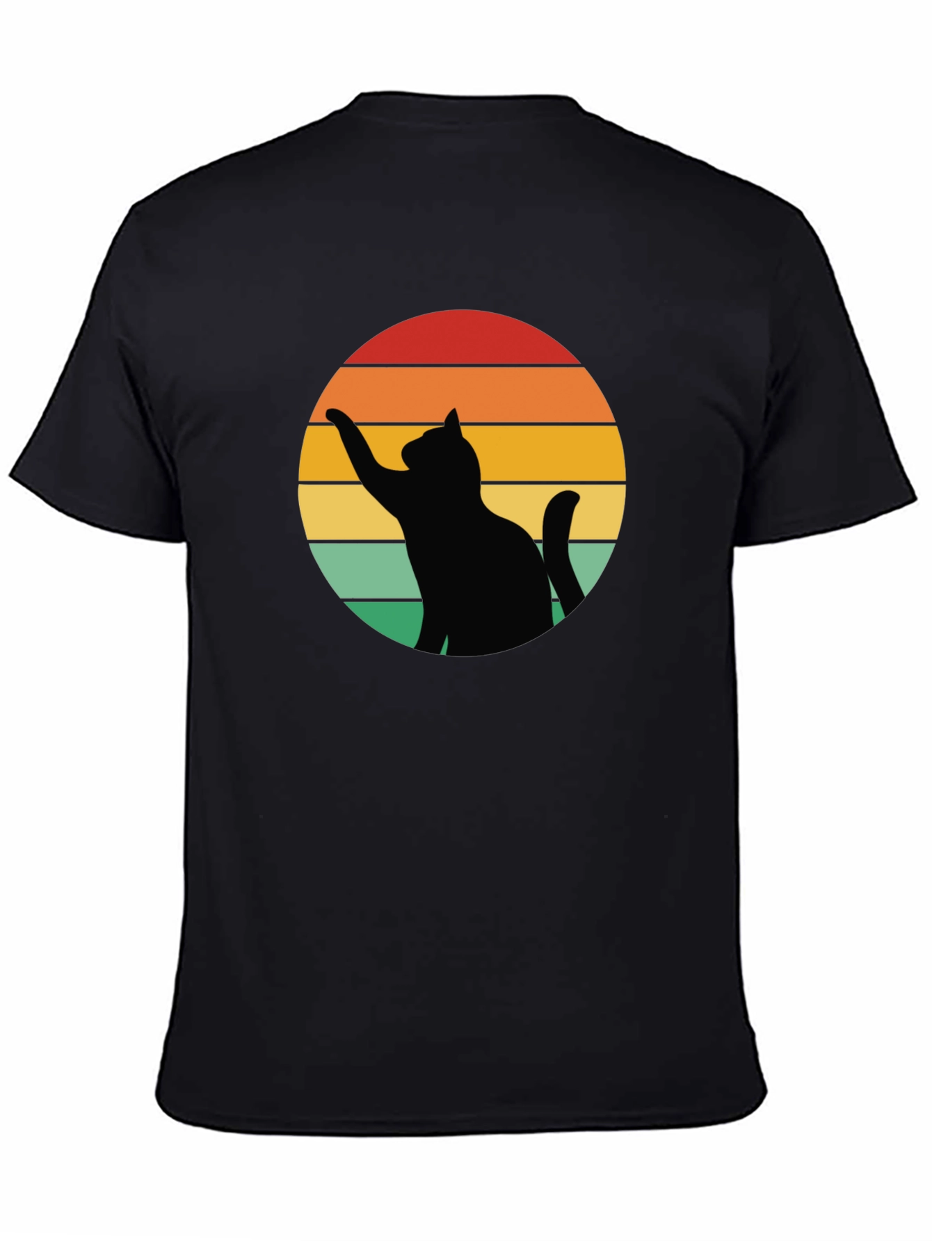Black Retro Cat Silhouette Tee view 4