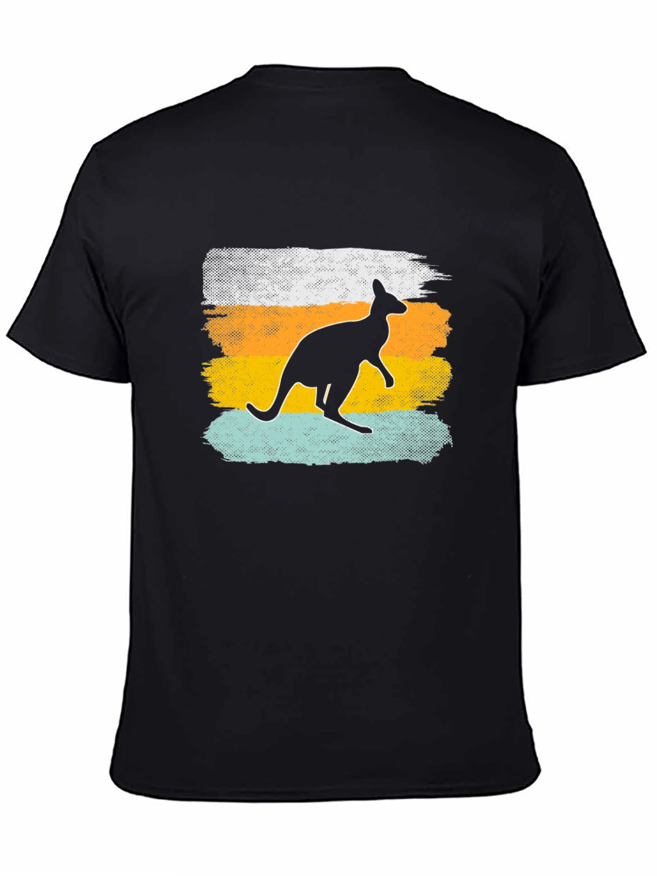 Black Kangaroo Silhouette Men's Black T-Shirt view 4