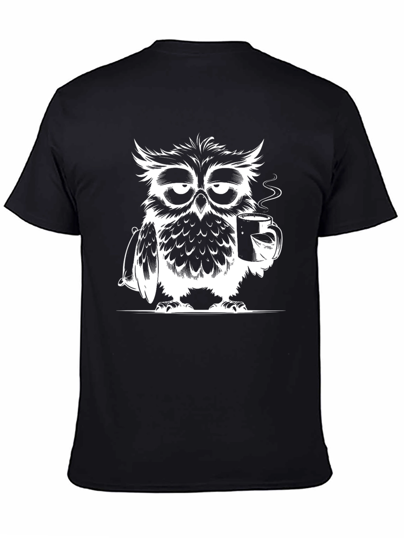 Black Sleepy Owl Coffee Lover Graphic T-Shirt view 4