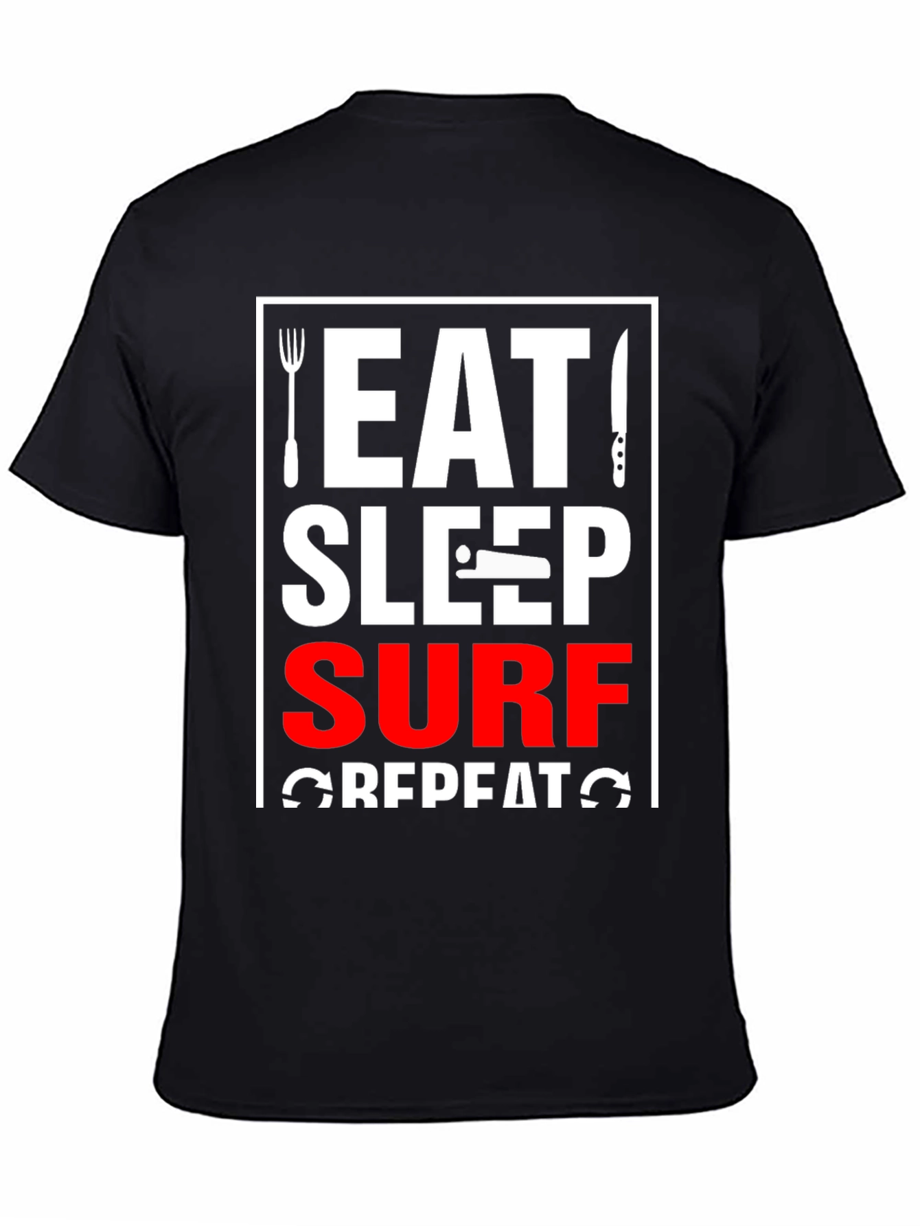 Black Eat Sleep Surf Repeat Black T-Shirt view 4
