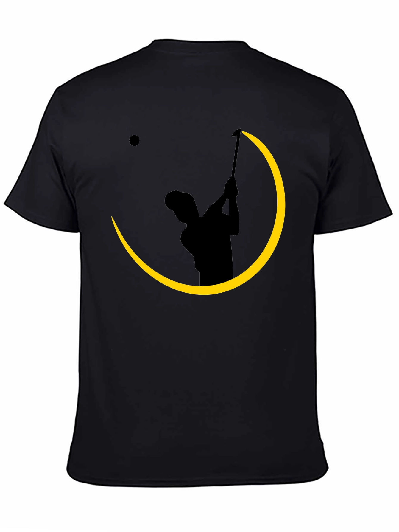 Black Golfer Silhouette Graphic Tee - Black Cotton Blend Shirt view 4