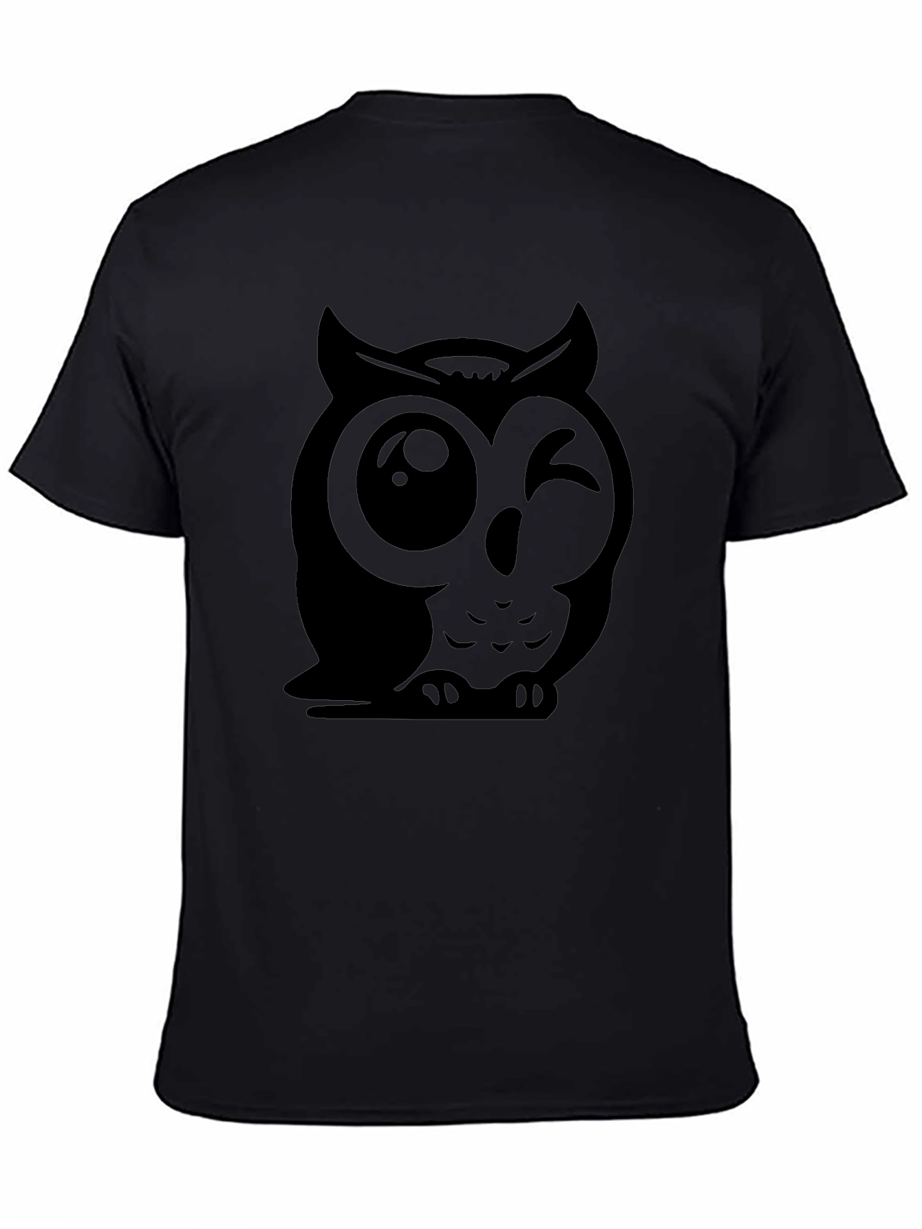 Black Winking Owl Graphic Tee - Soft Cotton Black T-Shirt view 4
