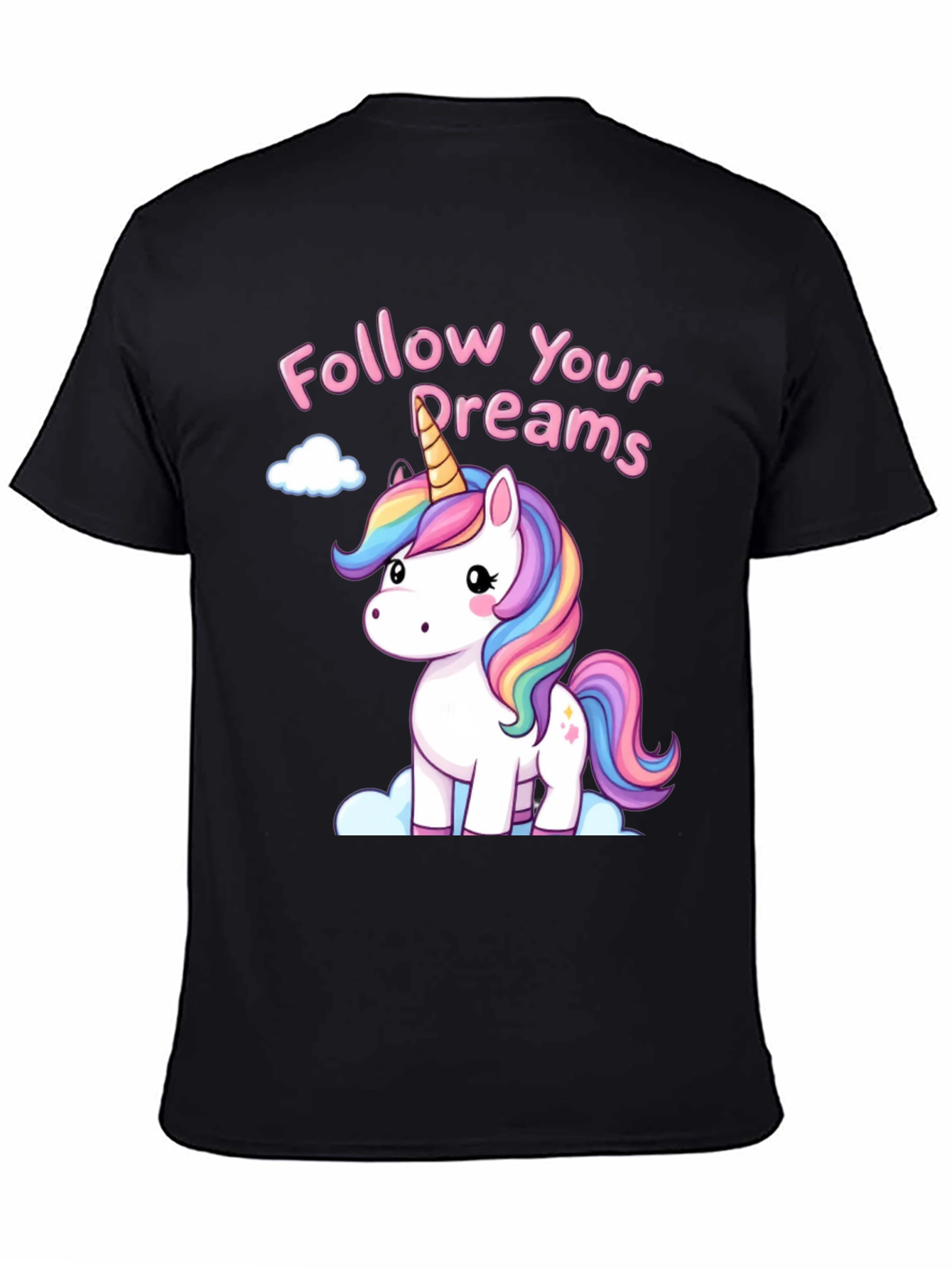 Black Unicorn Follow Your Dreams Graphic Tee - Black view 4