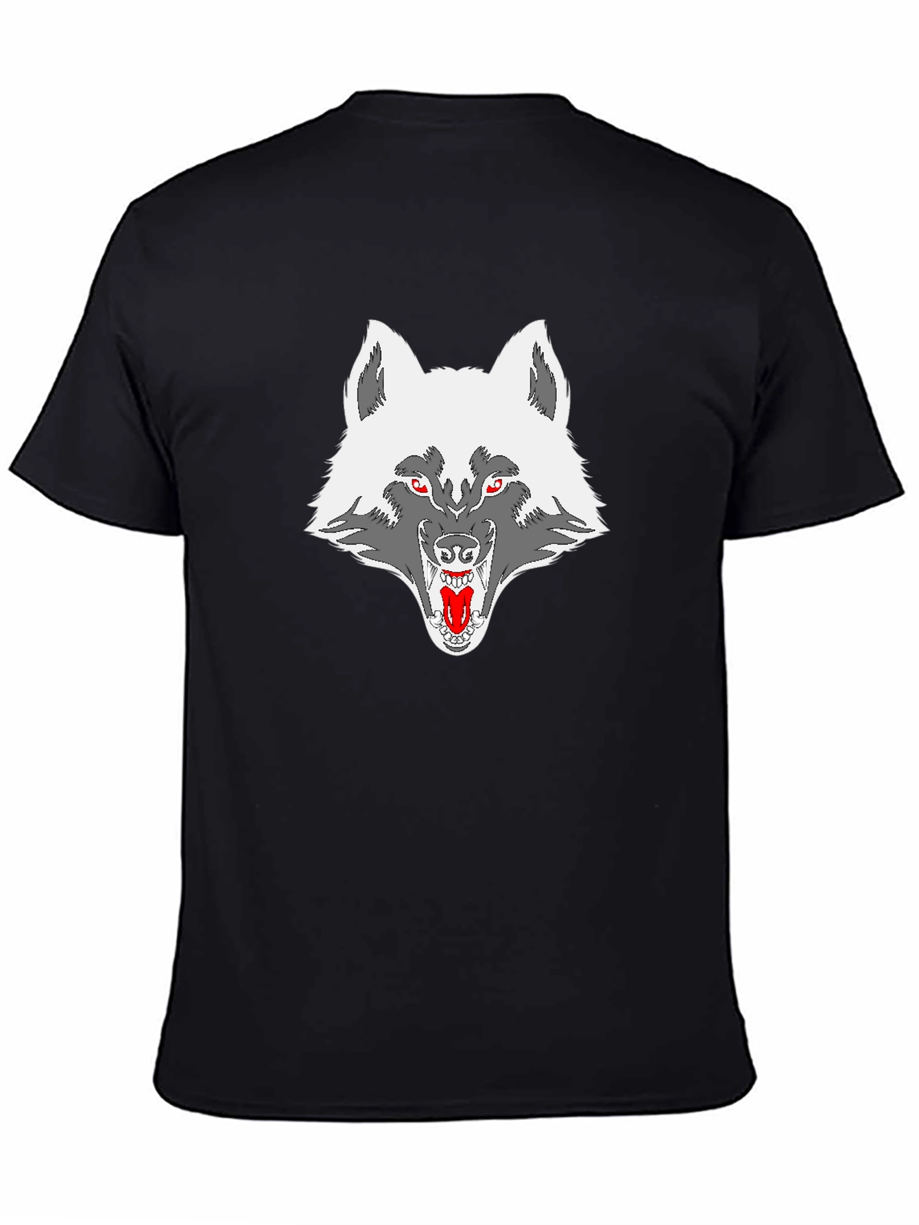 Black Wolf Graphic Print Black T-Shirt view 4
