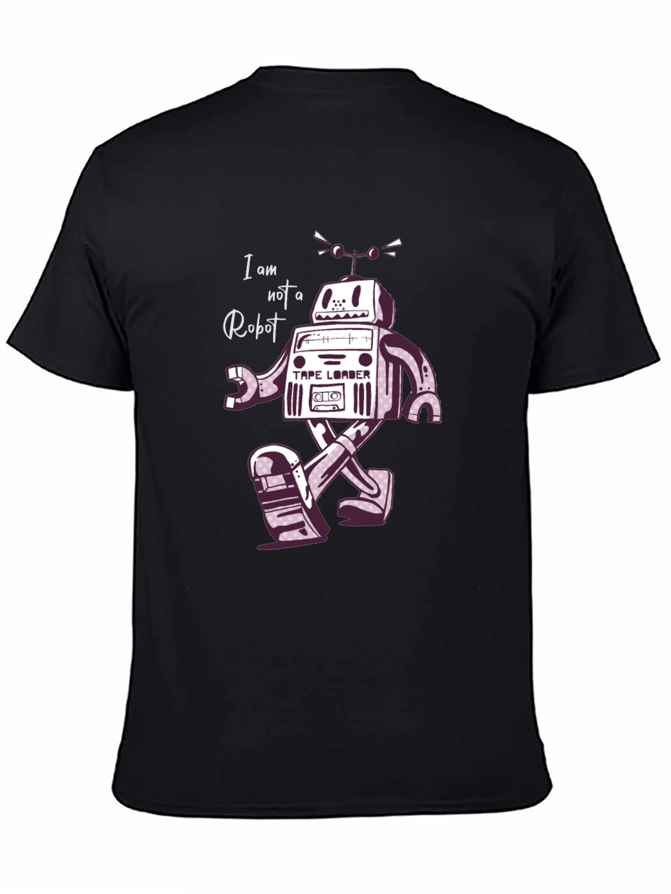Black Retro Robot T-Shirt - I Am Not A Robot! view 4
