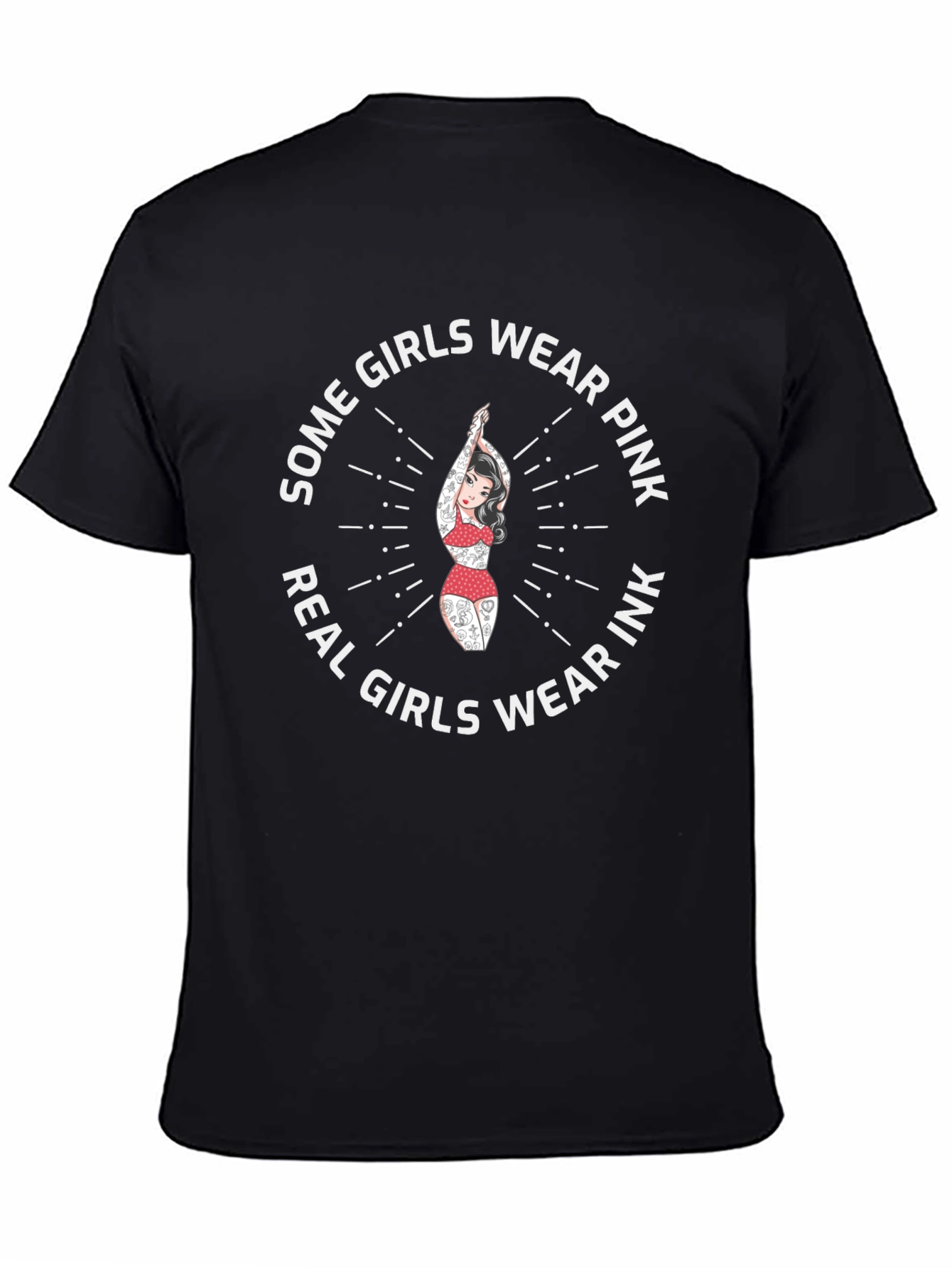 Black Real Girls Wear Ink T-Shirt - Tattoo Pinup Graphic Tee view 4