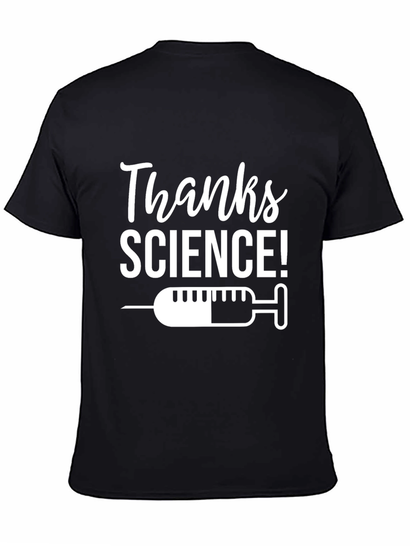 Black Thanks Science Graphic T-Shirt - Vaccination Design view 4