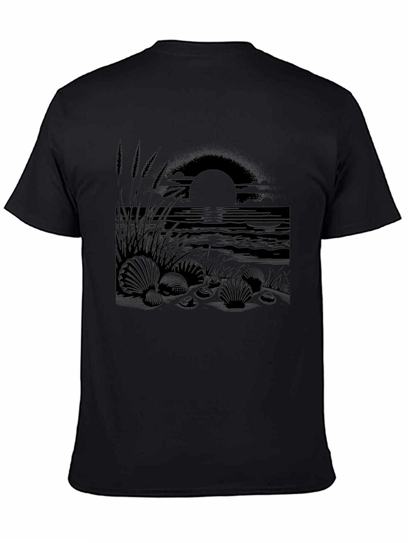 Black Beach Sunset Graphic Tee - Black Cotton Shirt view 4