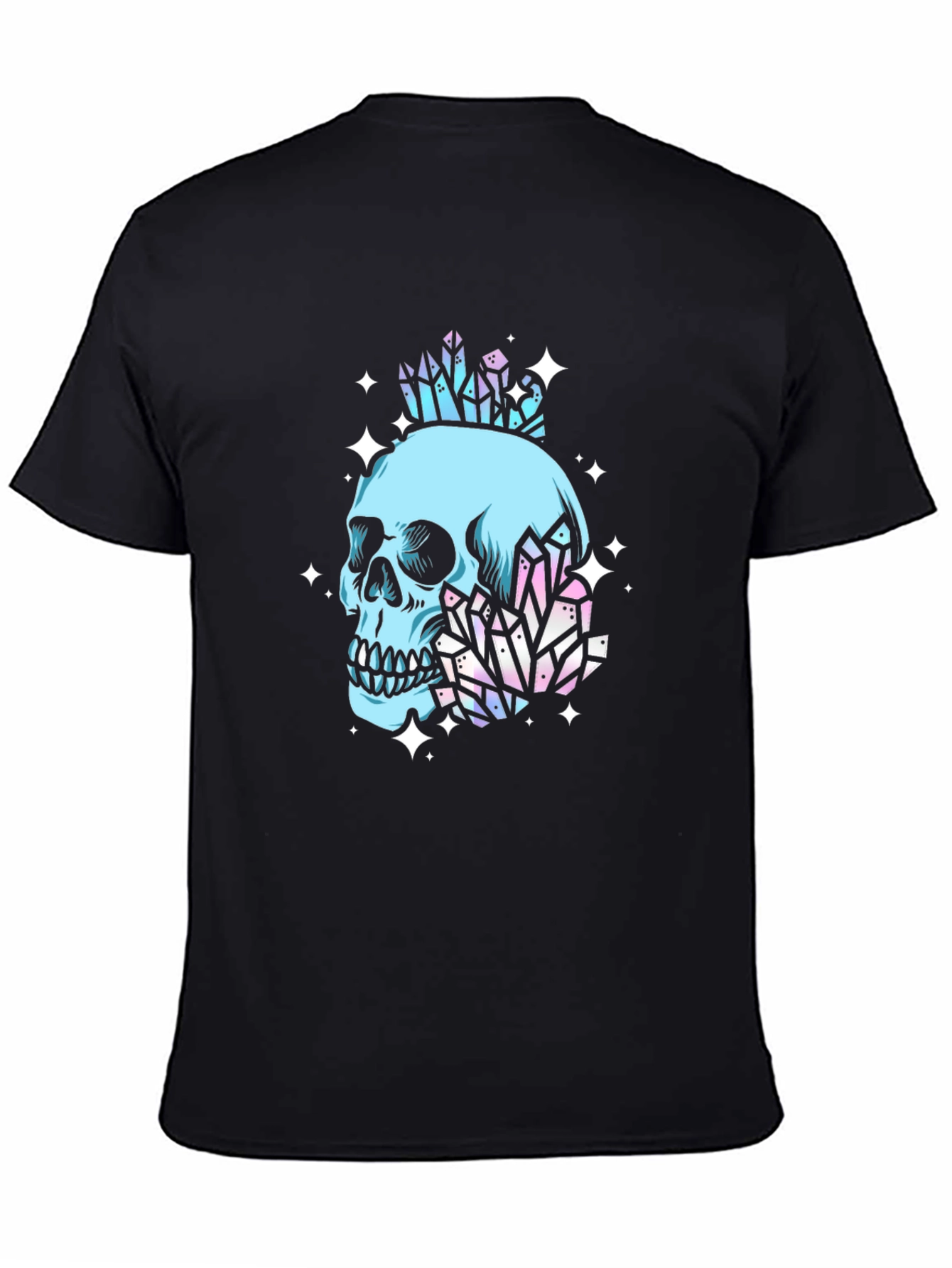 Black Skull & Crystal Graphic Black Tee view 4