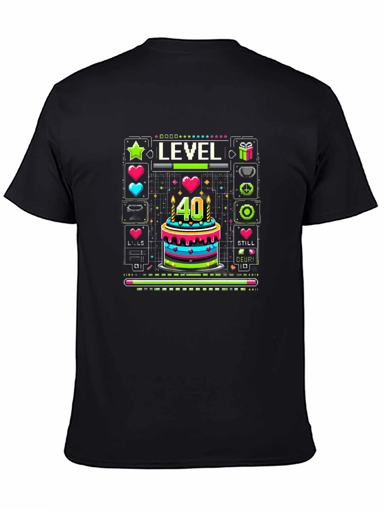 Black Level 40 Birthday Gamer T-Shirt view 4