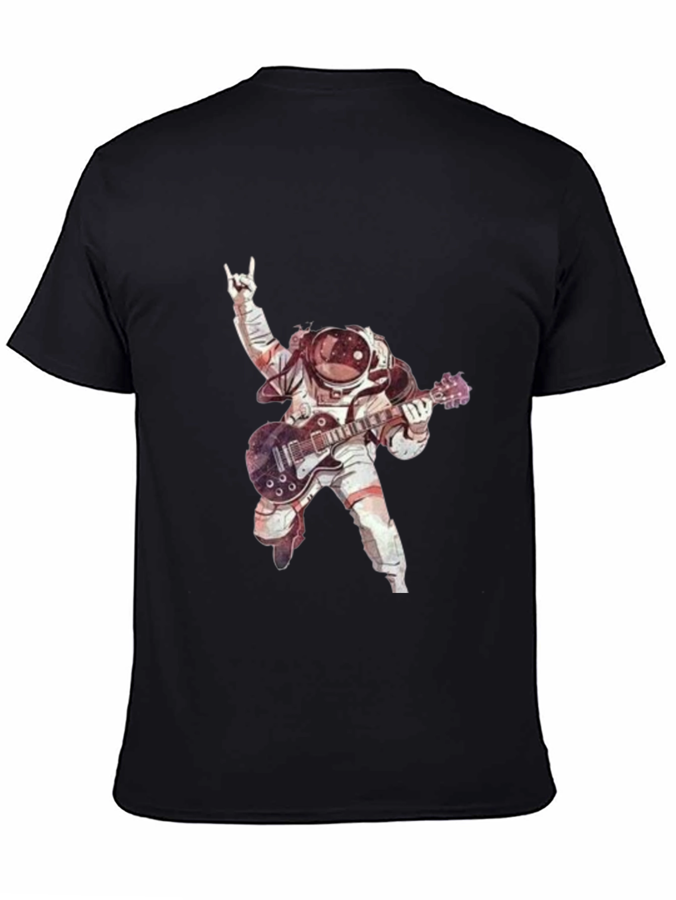 Black Astronaut Guitarist Black T-Shirt view 4