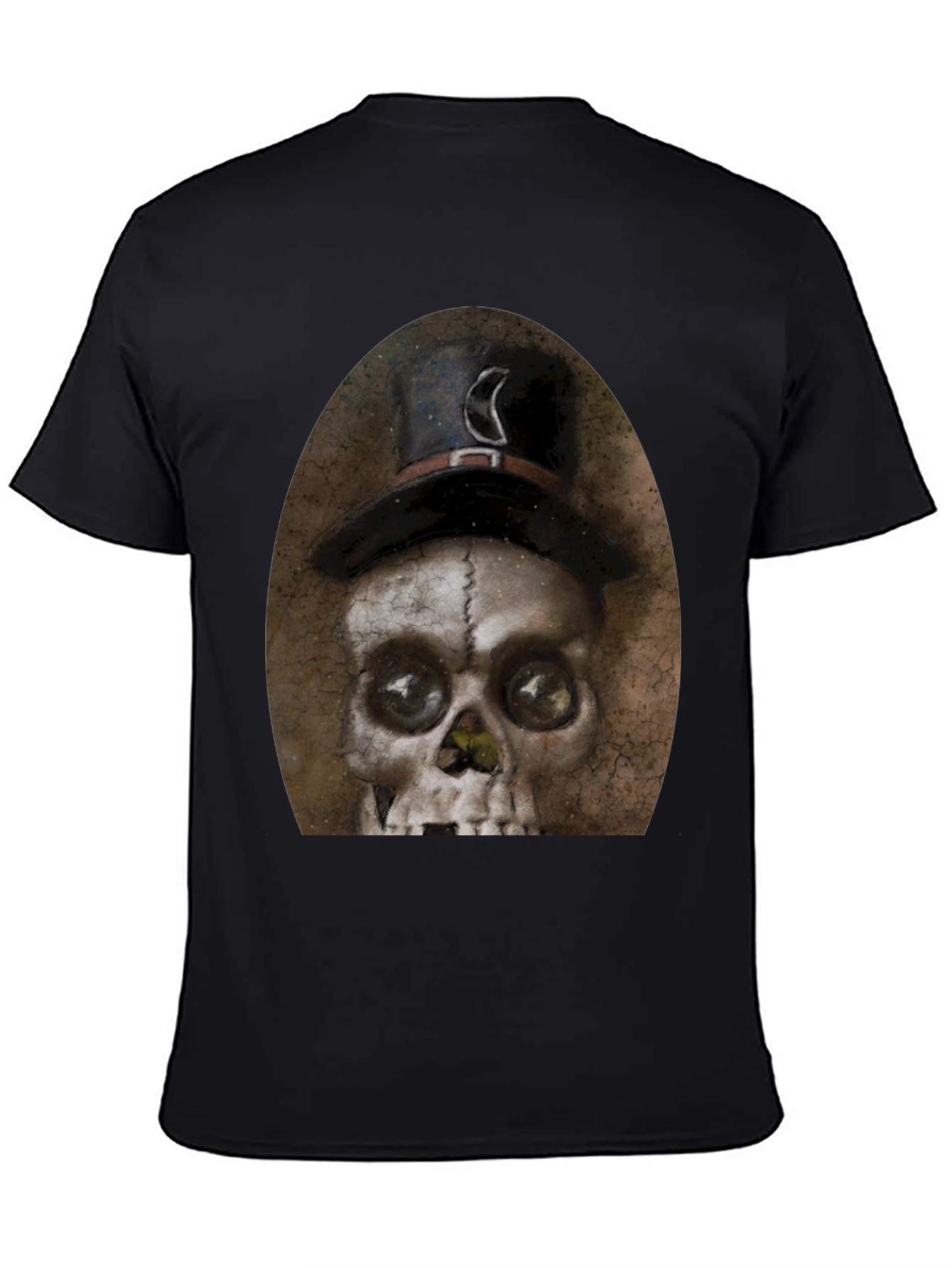 Black Skull with Top Hat Graphic Tee - Men's Black T-Shirt view 4
