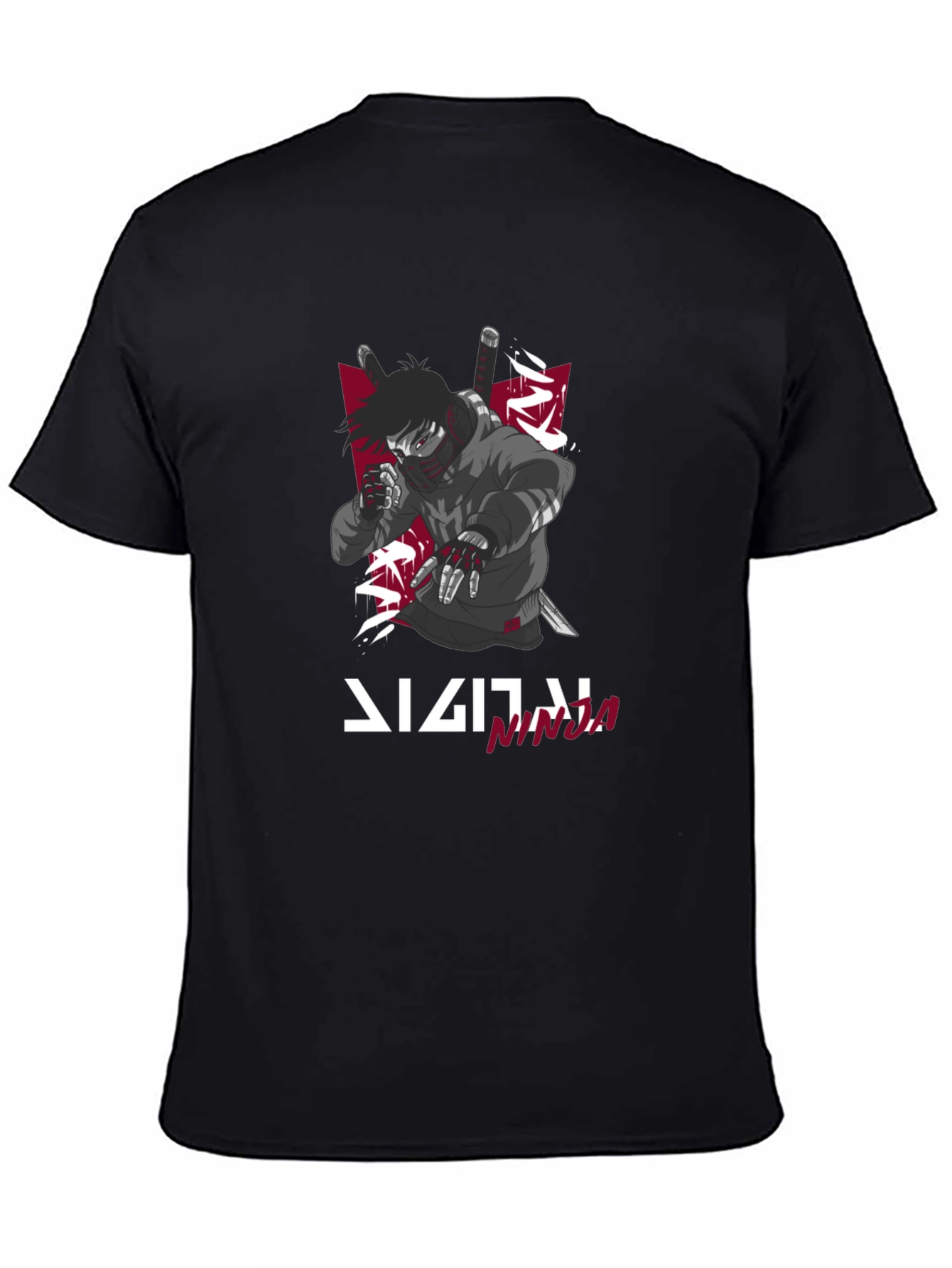 Black Digital Ninja Graphic T-Shirt | Men's Black Tee view 4