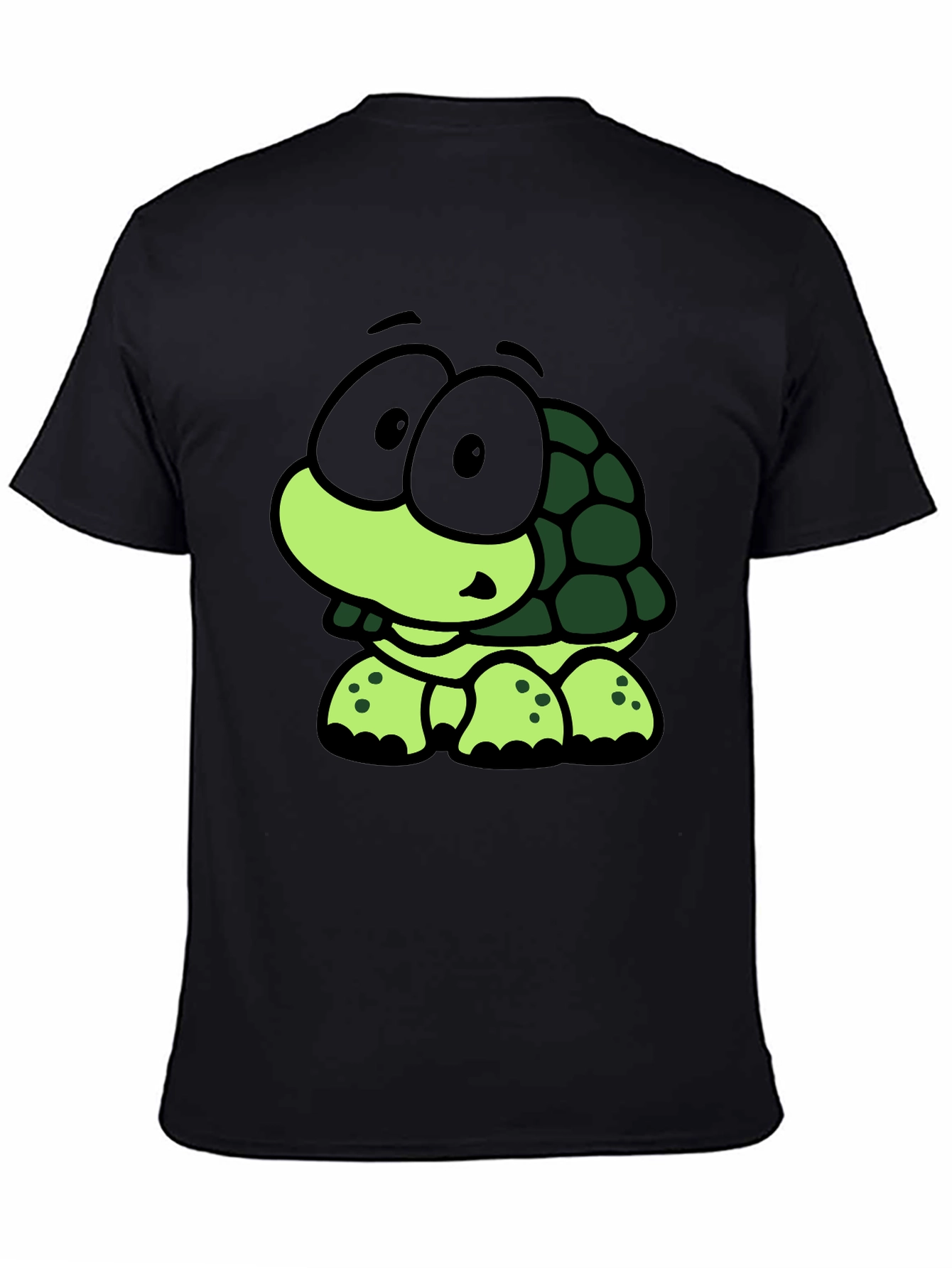 Black Cute Cartoon Turtle Graphic Black T-Shirt view 4