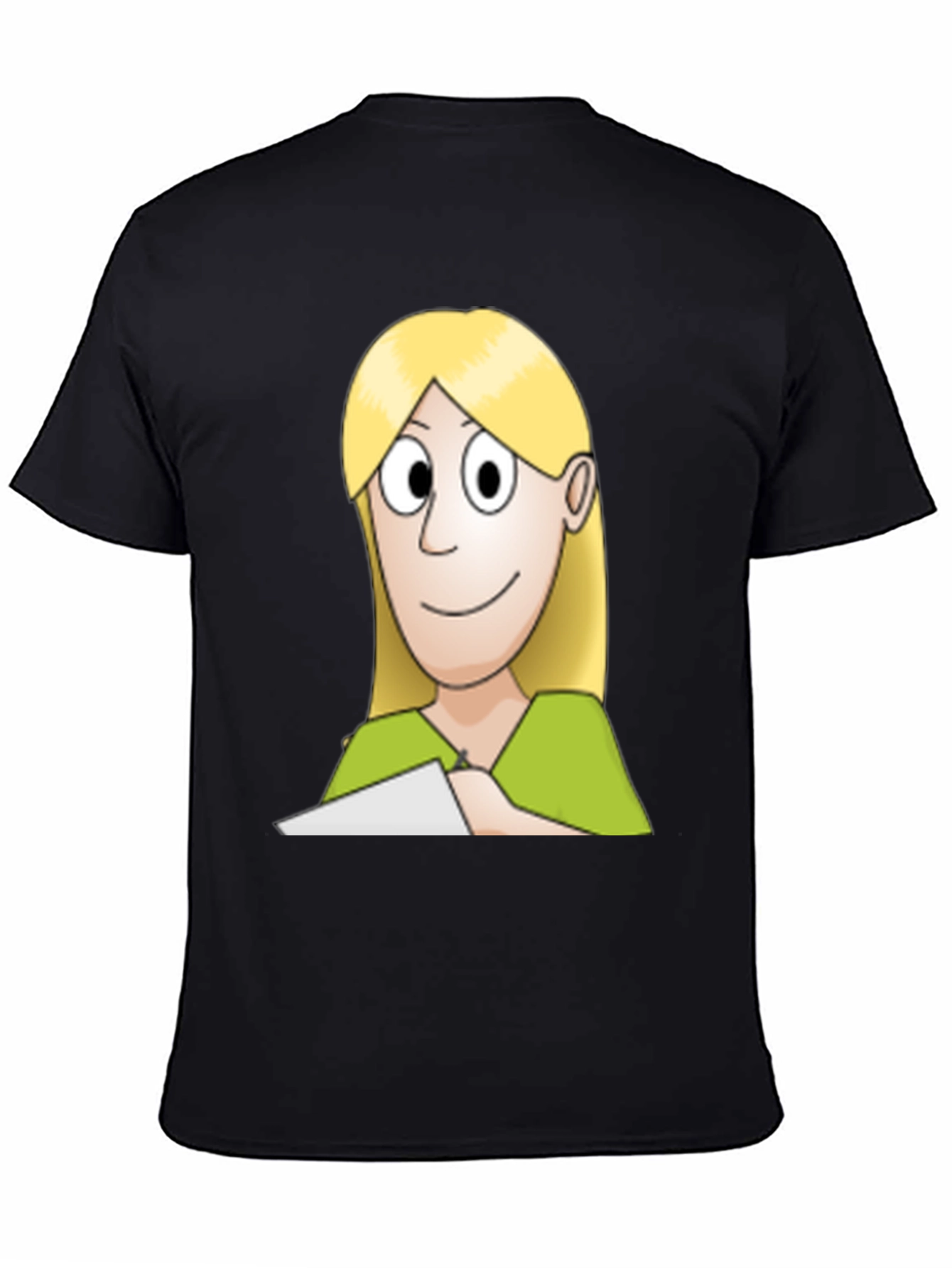 Black Cartoon Woman Graphic Tee - Black Unisex T-Shirt view 4