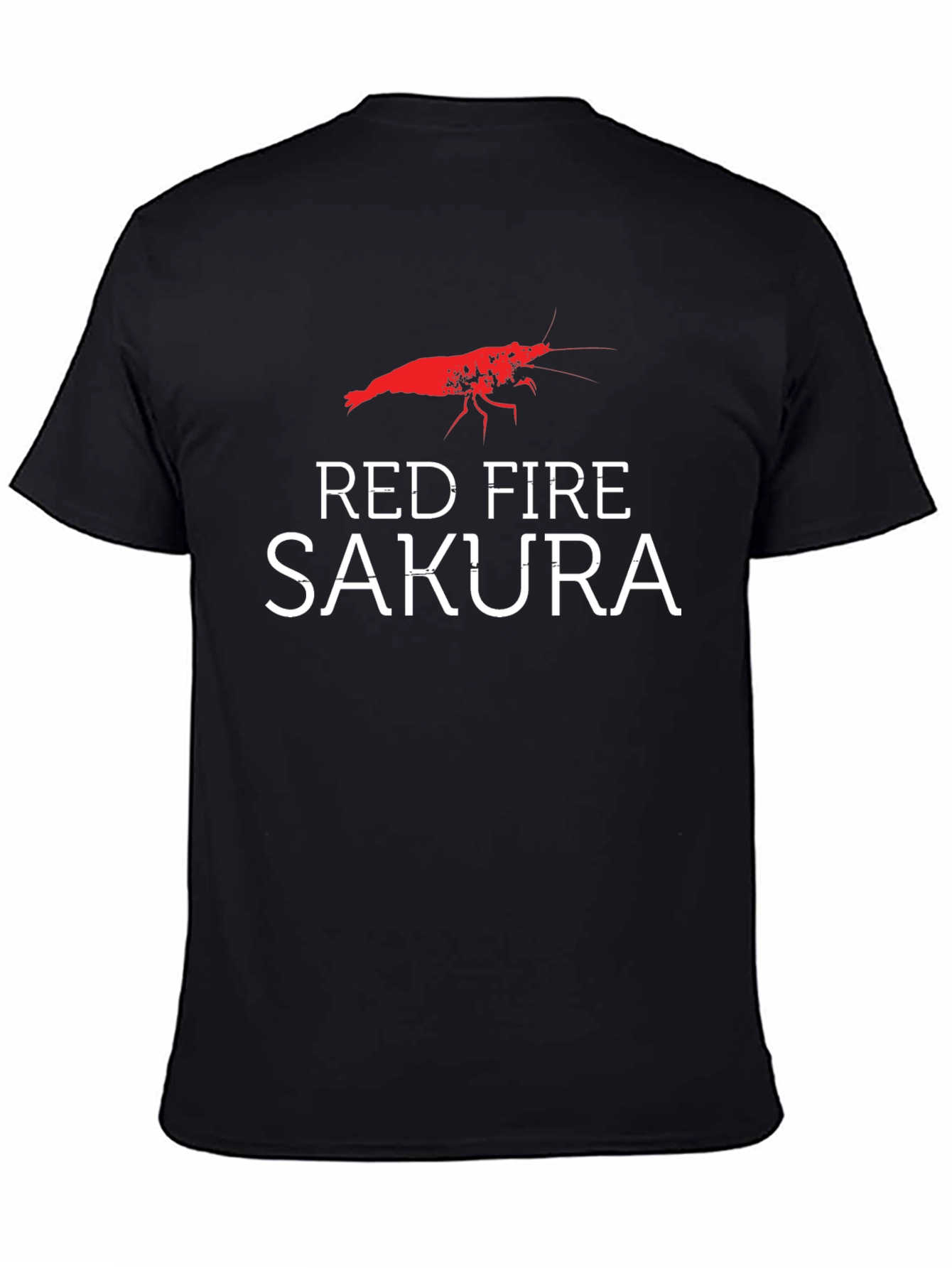 Black Red Fire Sakura Shrimp Graphic T-Shirt view 4
