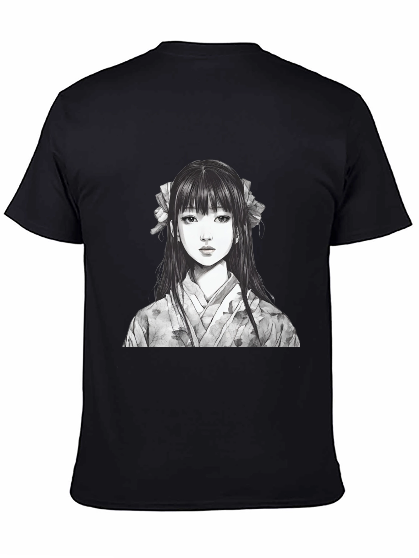 Black Anime Girl Graphic Black T-Shirt view 4