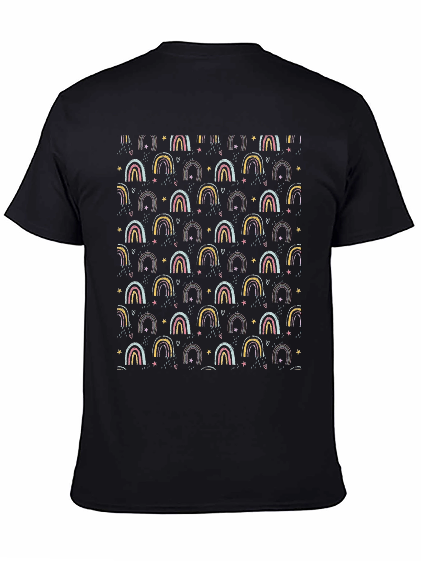 Black Rainbow Pattern Black T-Shirt view 4