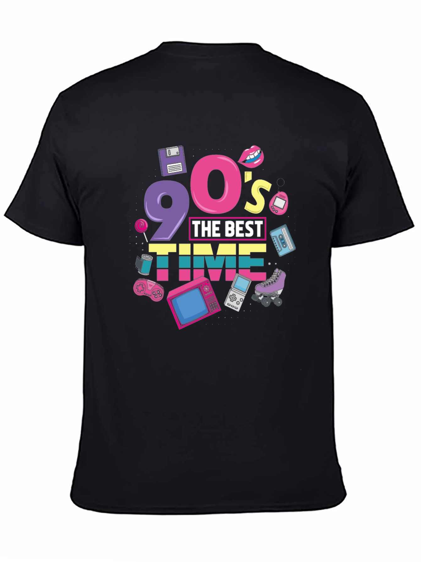 Black 90's The Best Time Black T-Shirt view 4