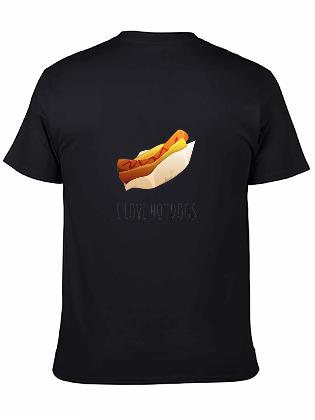 Black I Love Hot Dogs T-Shirt - Casual Black Tee view 4
