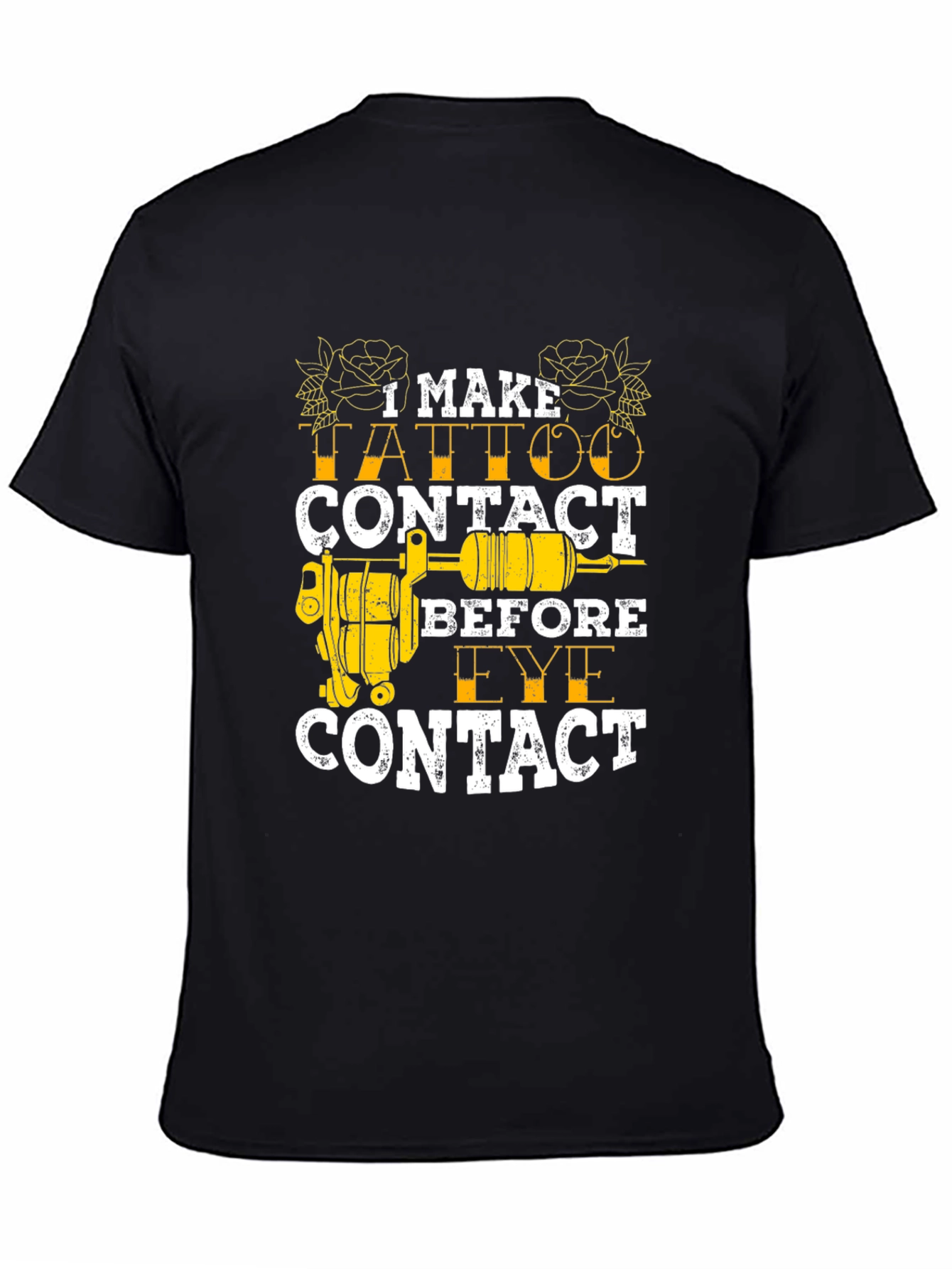Black Tattoo Contact Black T-Shirt - Artist Humor view 4