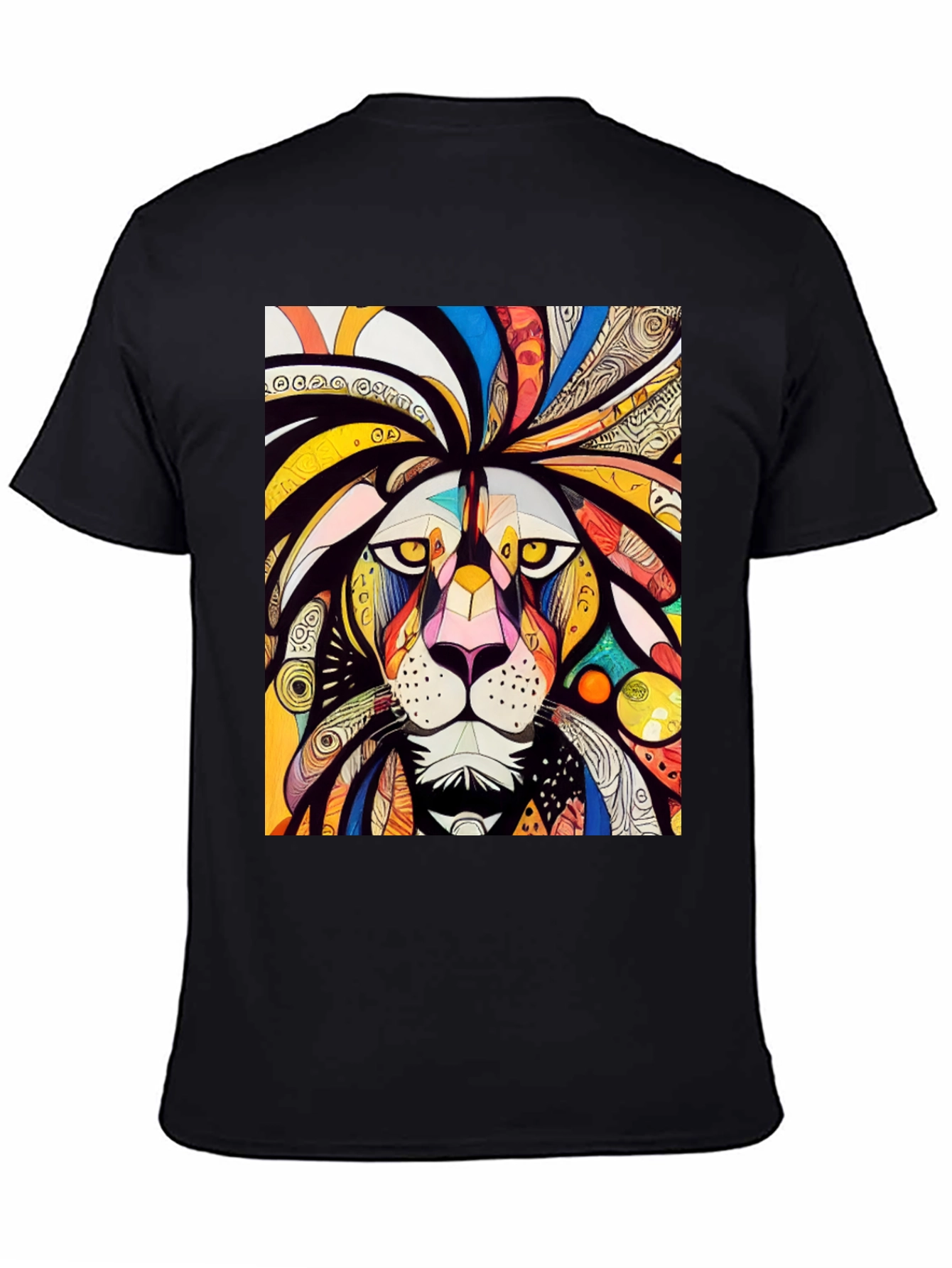 Black Lion Art Graphic Tee - Bold & Colorful view 4