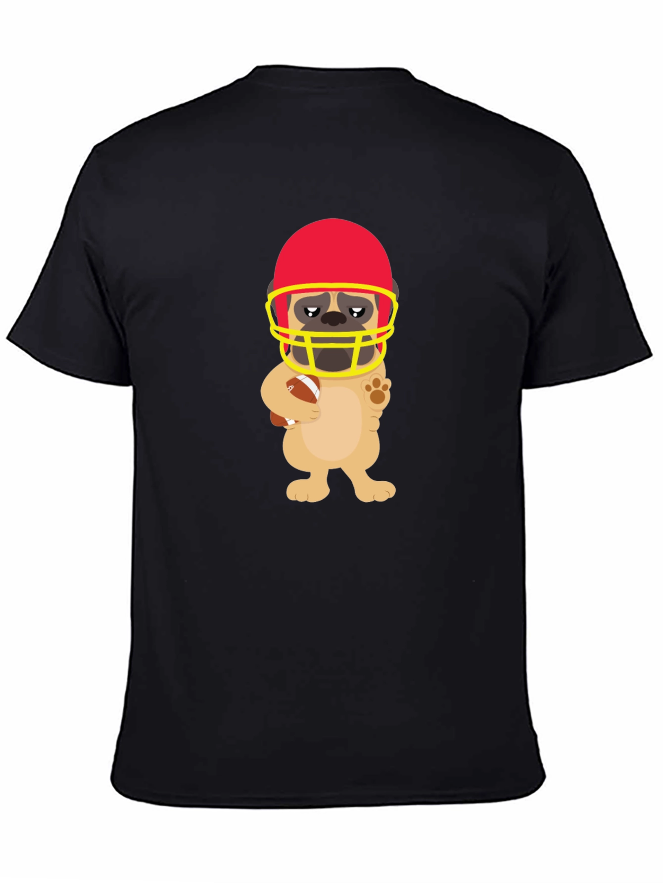 Black Football Pug Graphic Tee - Touchdown Style view 4