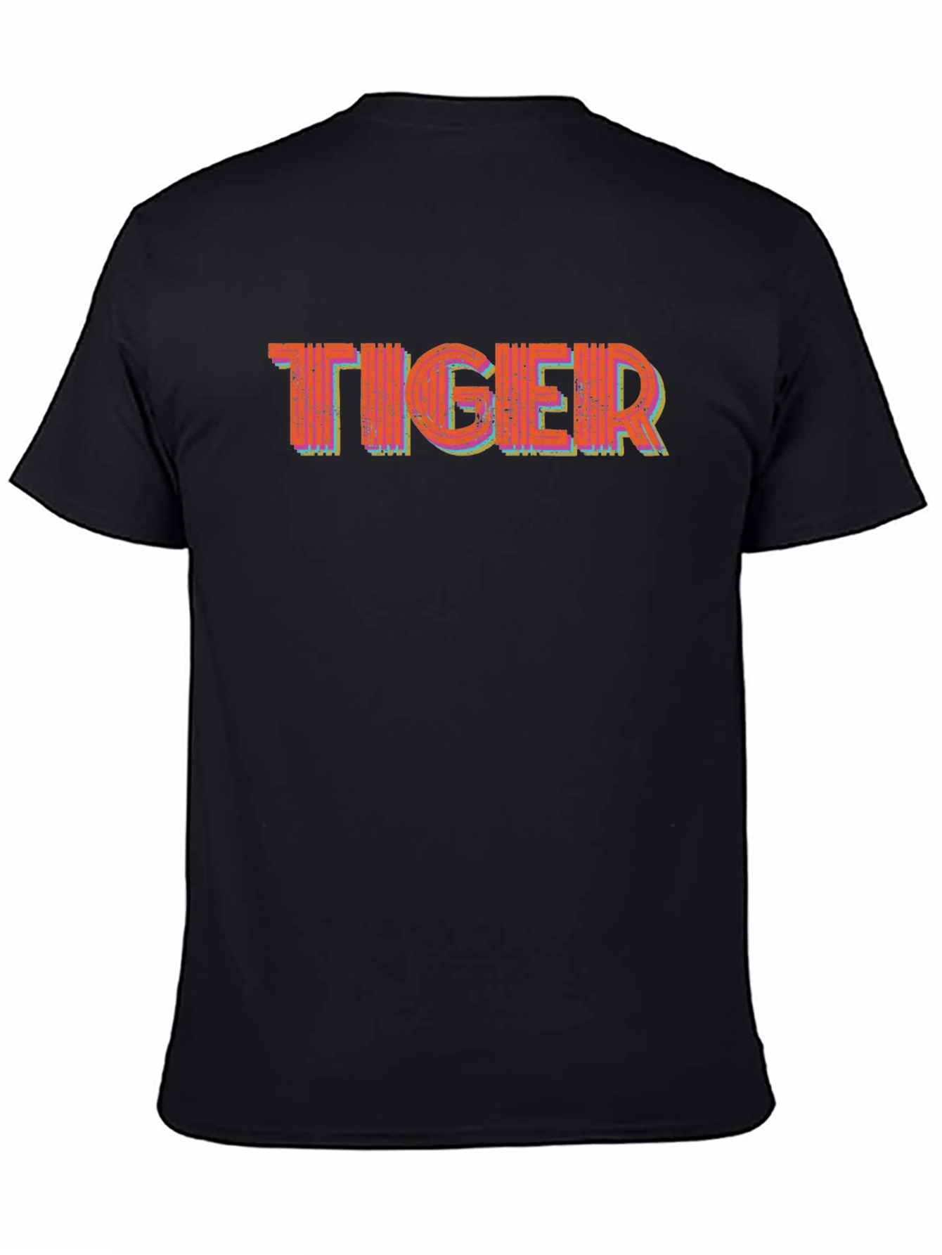 Black Tiger Graphic Print Black Crew Neck T-Shirt view 4