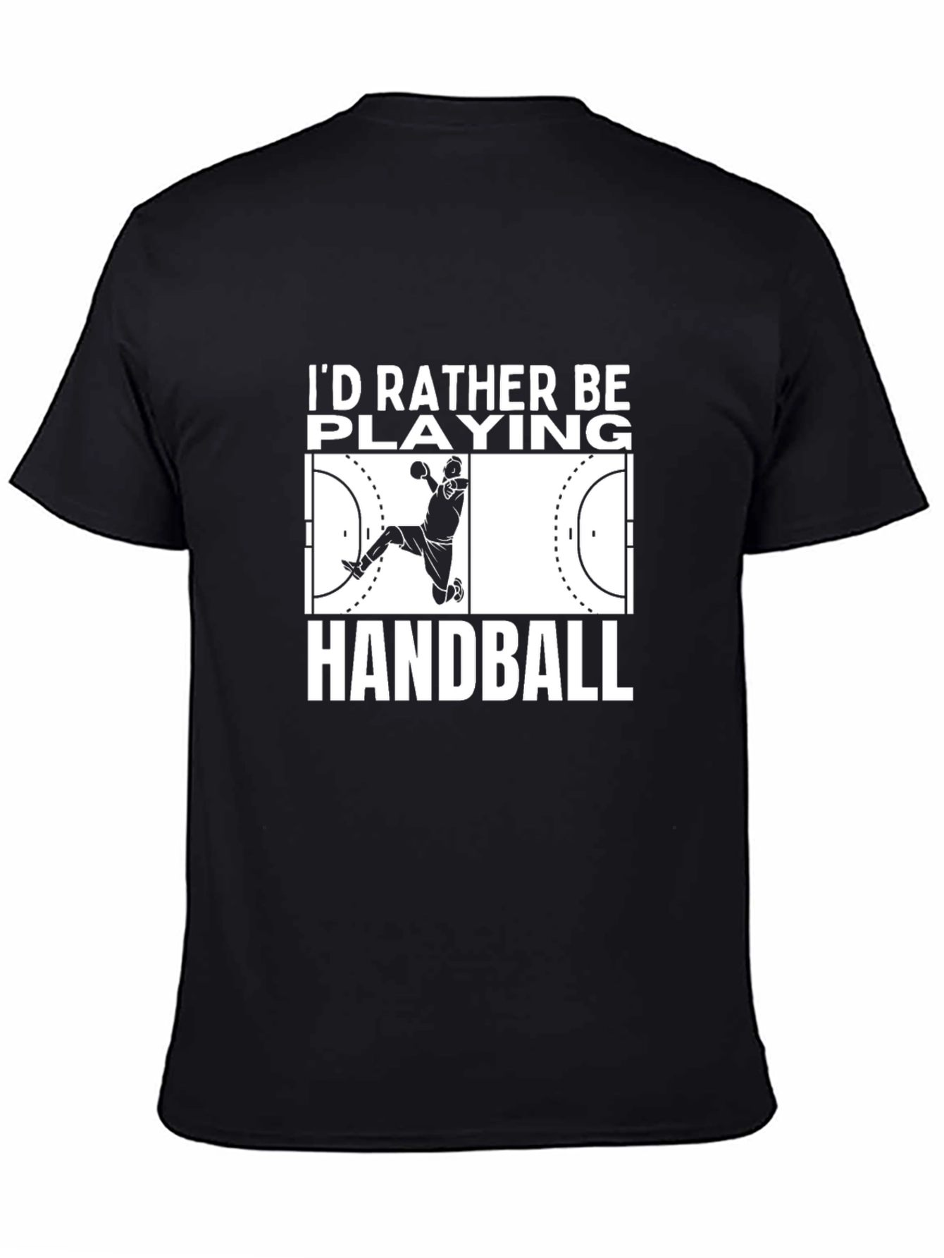 Black Handball Player Graphic T-Shirt - Black view 4