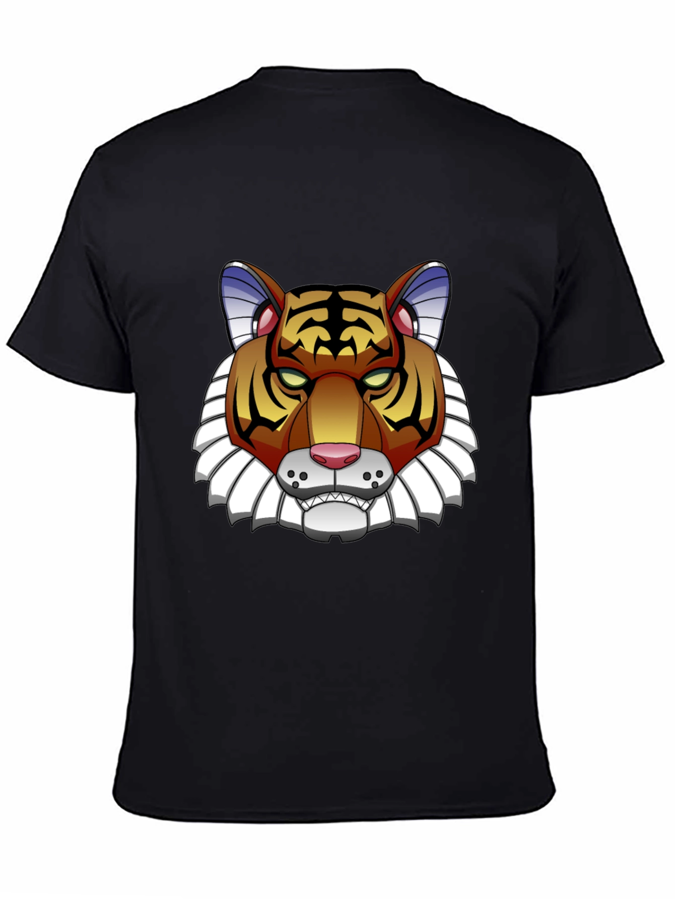 Black Cool Tiger Graphic Black T-Shirt view 4