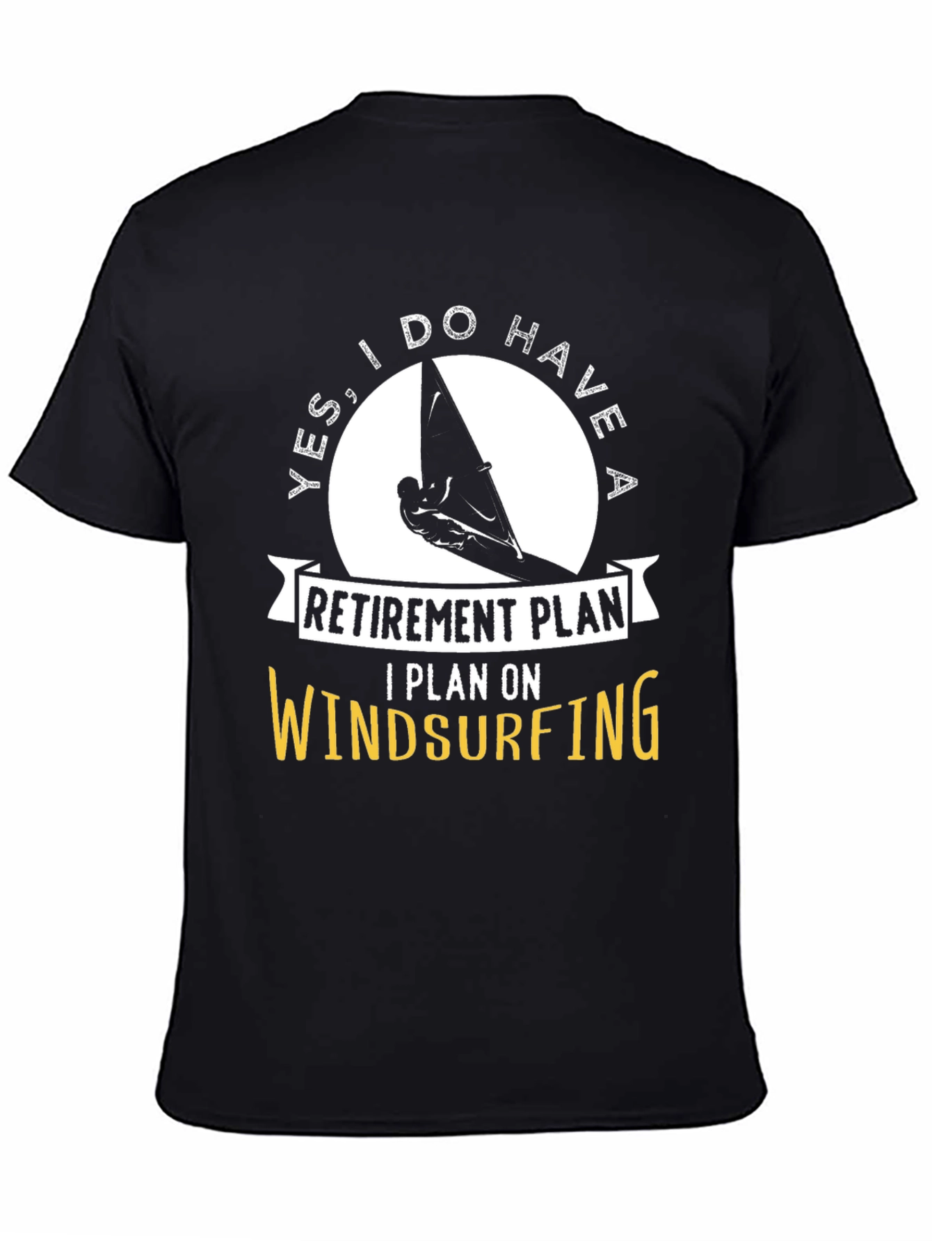Black Windsurfing Retirement Plan Graphic Tee view 4