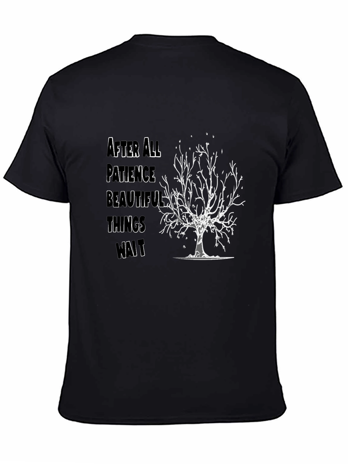 Black Patience Tree Graphic T-Shirt - Black view 4