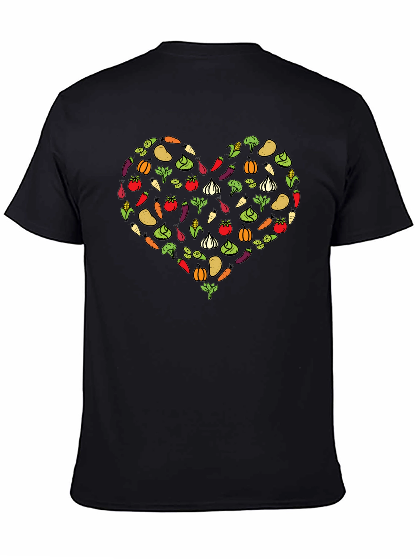Black Vegetable Heart Graphic T-Shirt view 4