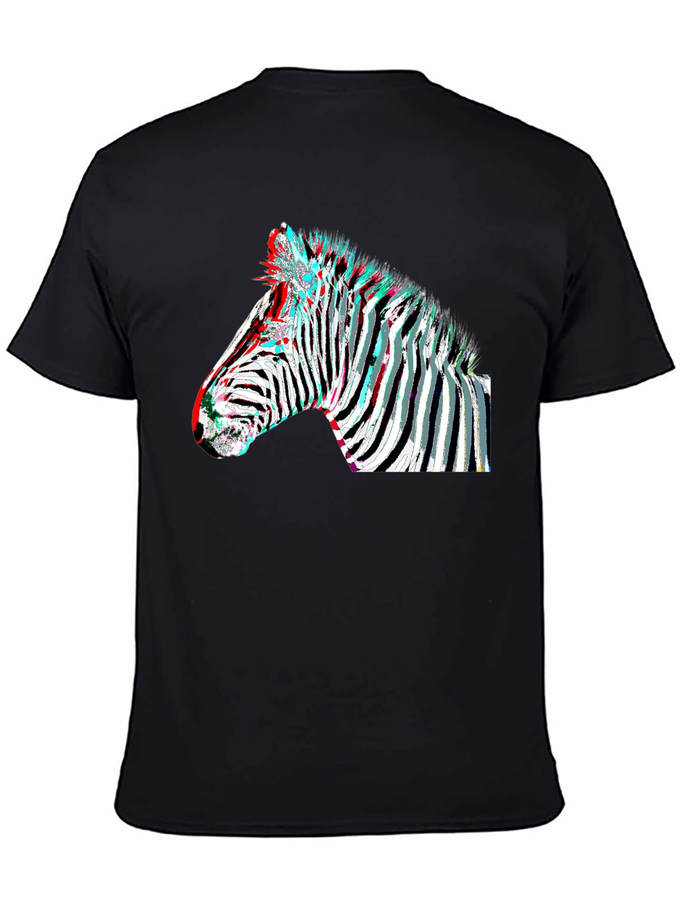 Black Zebra Glitch Graphic Tee - Modern Animal Print view 4