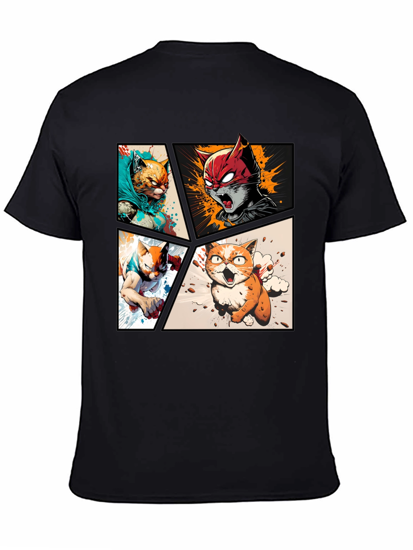 Black Hero Cat Comic T-Shirt - Stylish & Unique view 4