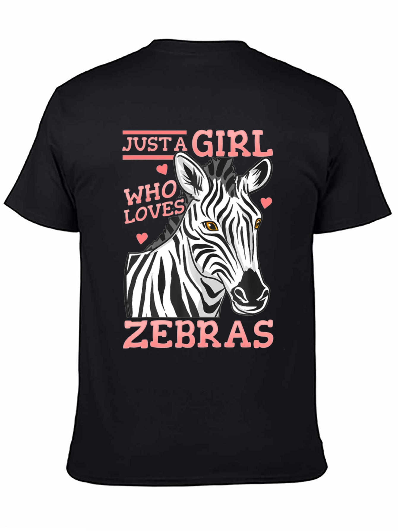 Black Just A Girl Who Loves Zebras T-Shirt view 4